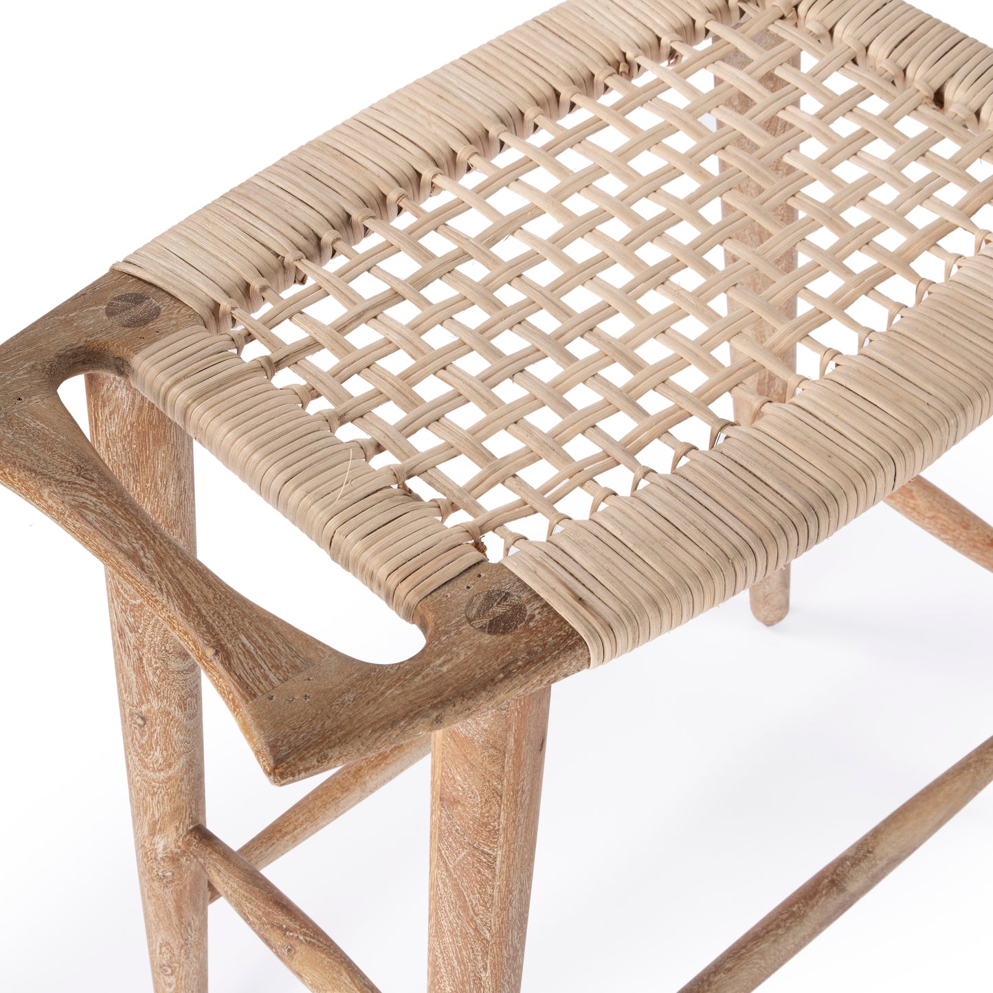 Tristan Natural Wood & Rattan 24.75" Counter Stool in Light Brown 5584312