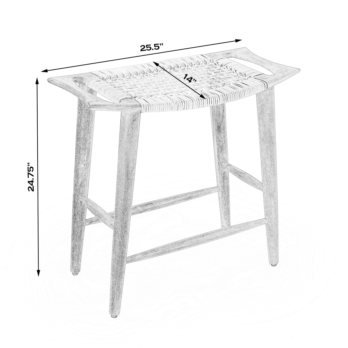 Tristan Natural Wood & Rattan 24.75" Counter Stool in Light Brown 5584312