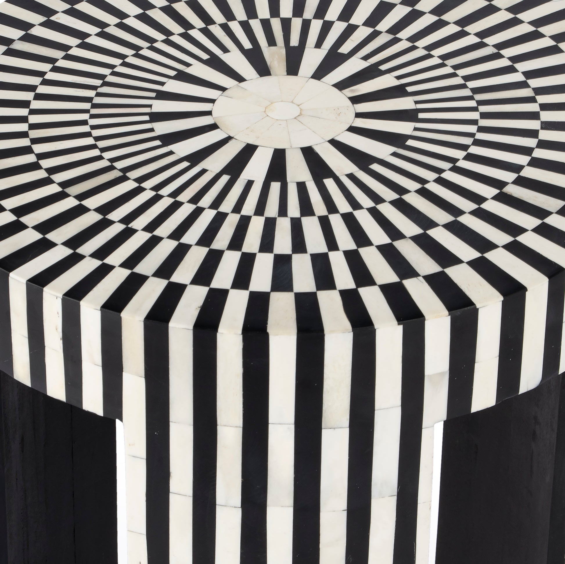 Butler Specialty Company Rimma 18 in. W Round Bone Inlay 3 Leg Modern Side Table, Black and White