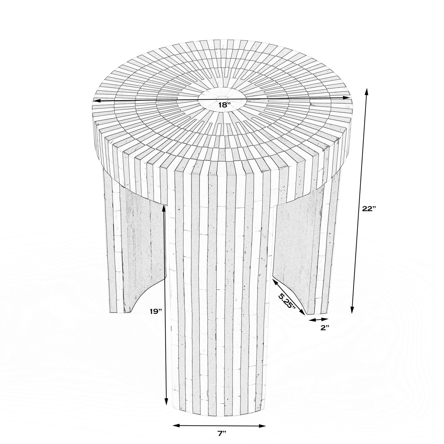 Butler Specialty Company Rimma 18 in. W Round Bone Inlay 3 Leg Modern Side Table, Black and White