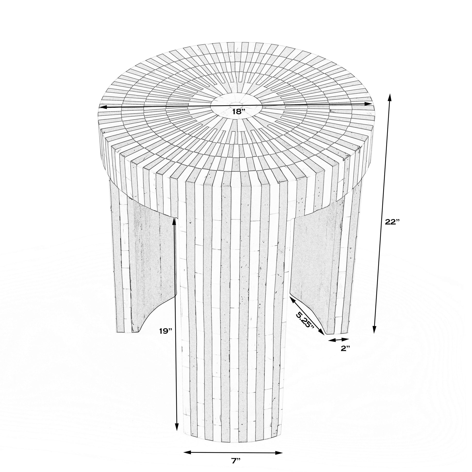 Butler Specialty Company Rimma 18 in. W Round Bone Inlay 3 Leg Modern Side Table, Black and White