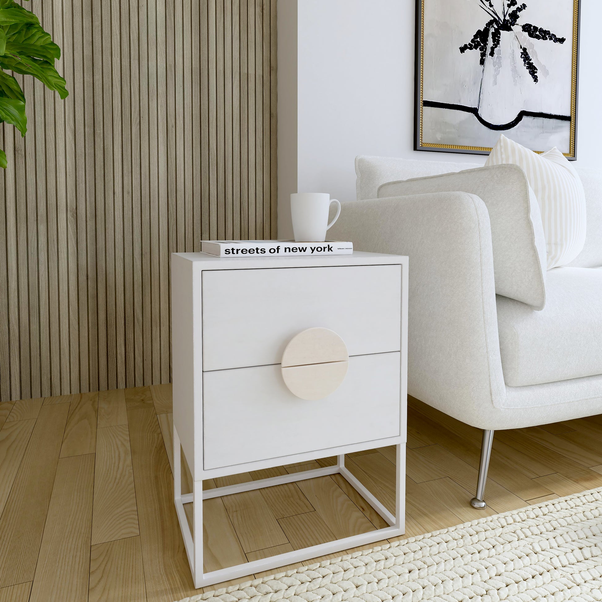 Butler Specialty Company Lennasa 17.75 in. W Rectangular Wood 2 Drawer Nightstand, White