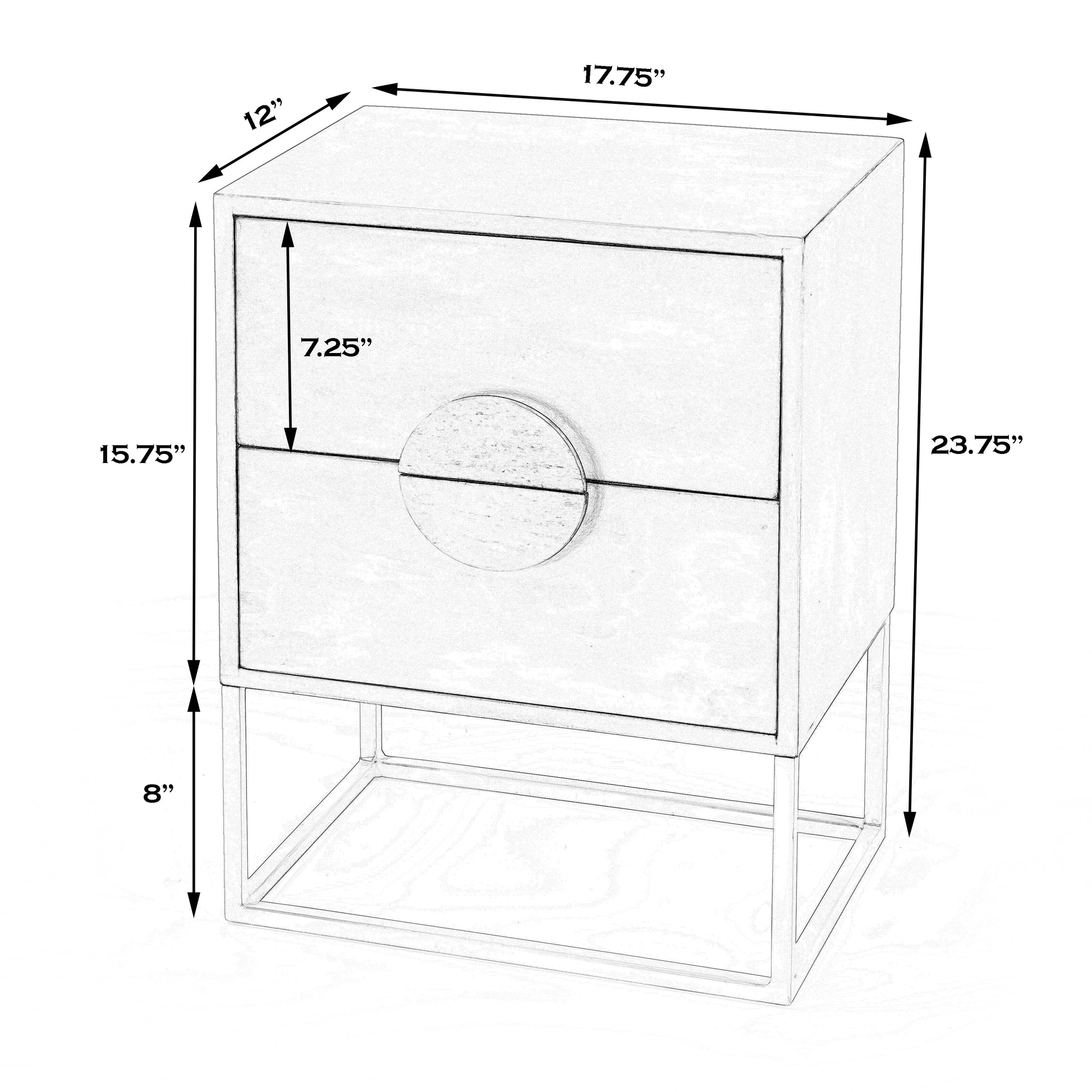Butler Specialty Company Lennasa 17.75 in. W Rectangular Wood 2 Drawer Nightstand, White