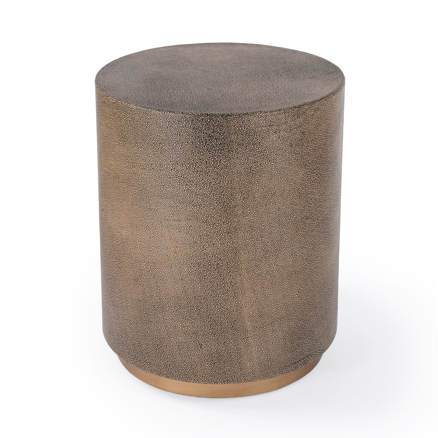 Butler Specialty Company Olenka 20 in. W Round Leather and Metal Drum Side Table, Gold