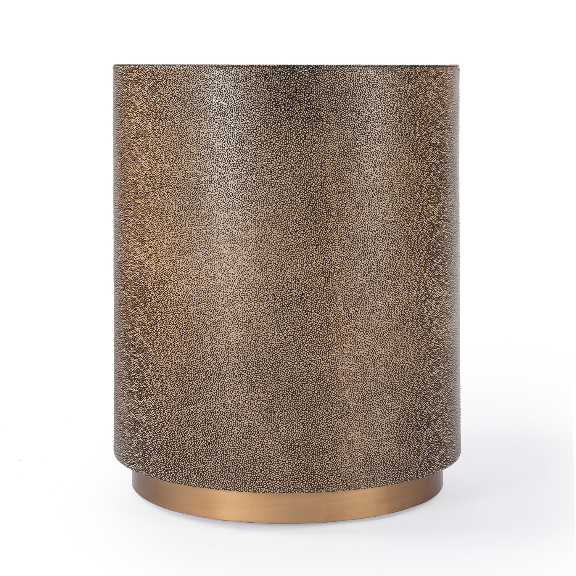 Butler Specialty Company Olenka 20 in. W Round Leather and Metal Drum Side Table, Gold
