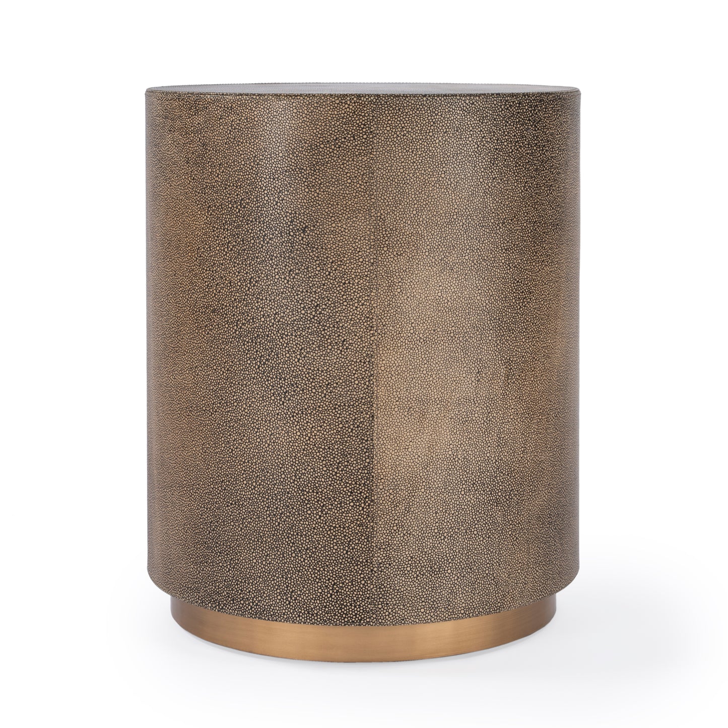 Butler Specialty Company Olenka 20 in. W Round Leather and Metal Drum Side Table, Gold