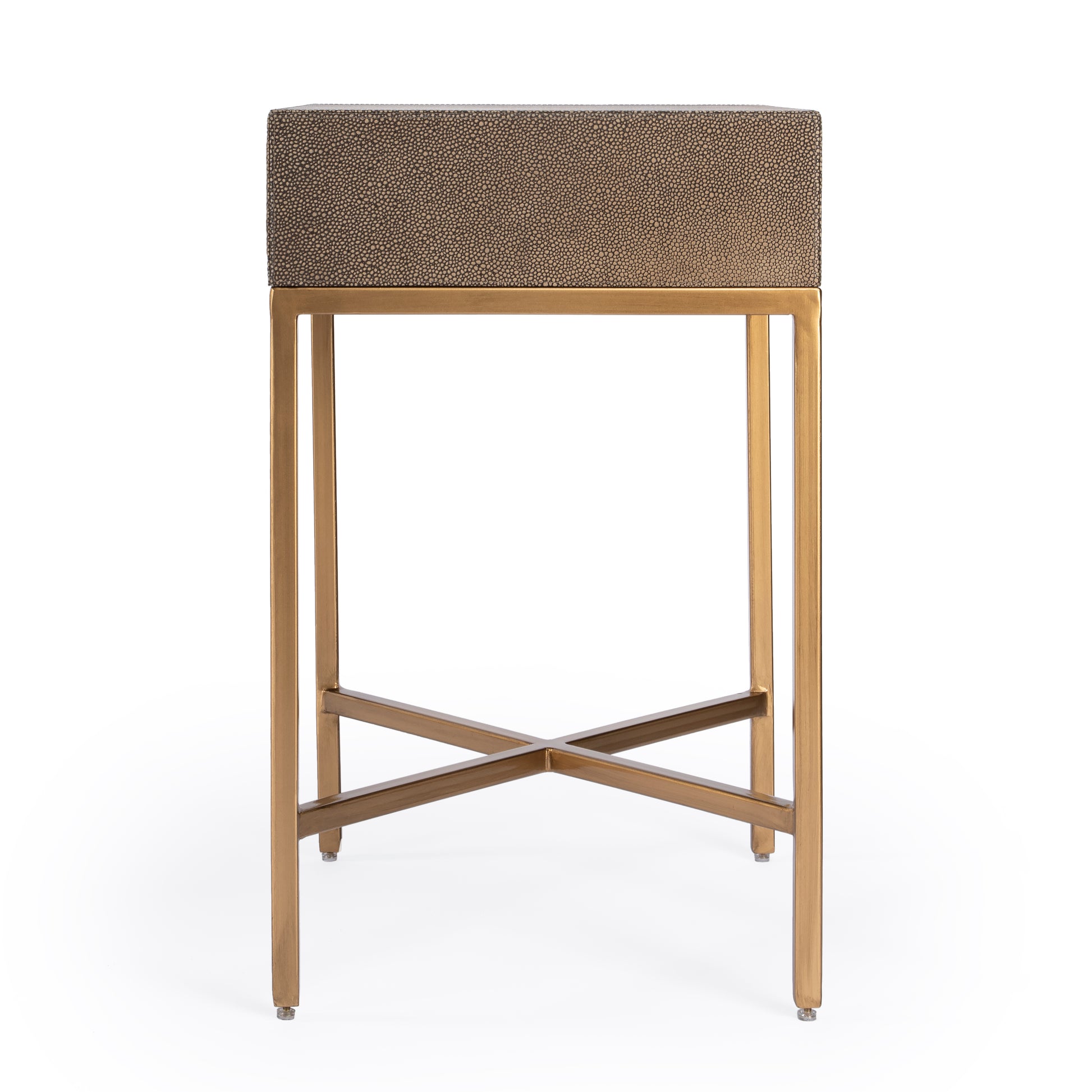 Butler Specialty Company Sullia 20 in. W Rectangular Leather and Steel 1 Drawer End Table, Gold