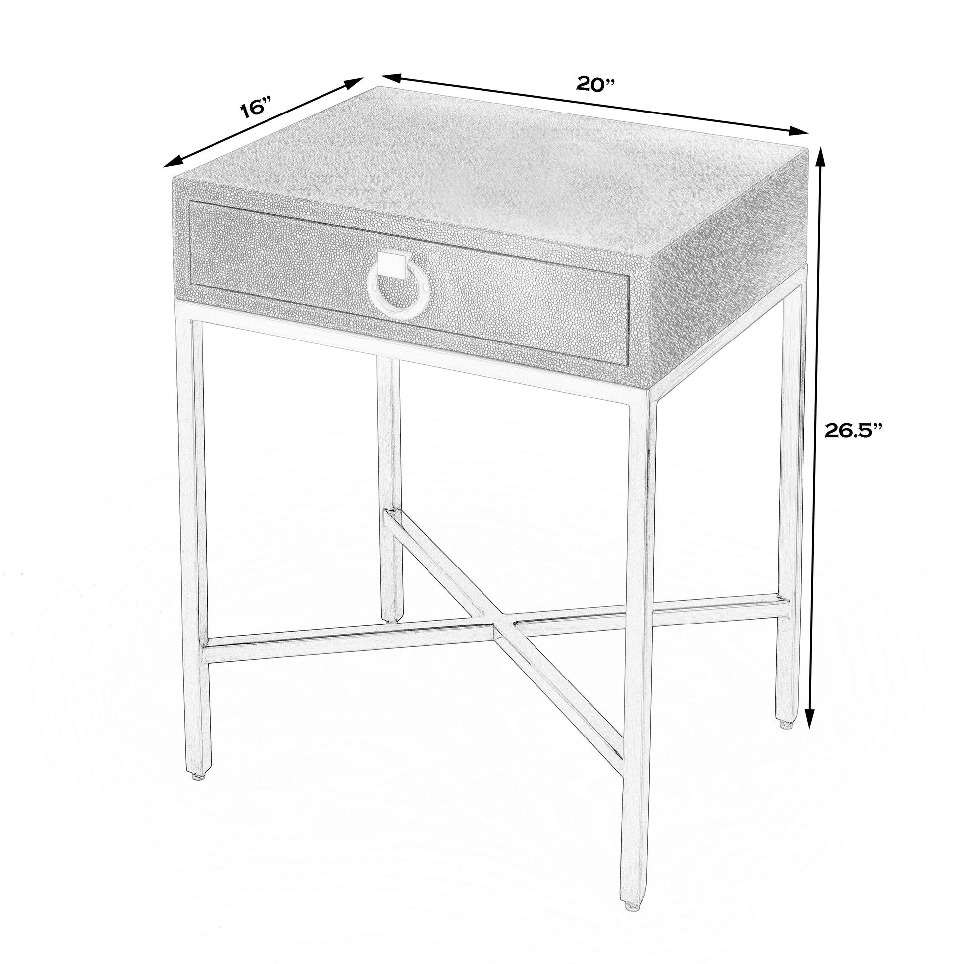Butler Specialty Company Sullia 20 in. W Rectangular Leather and Steel 1 Drawer End Table, Gold
