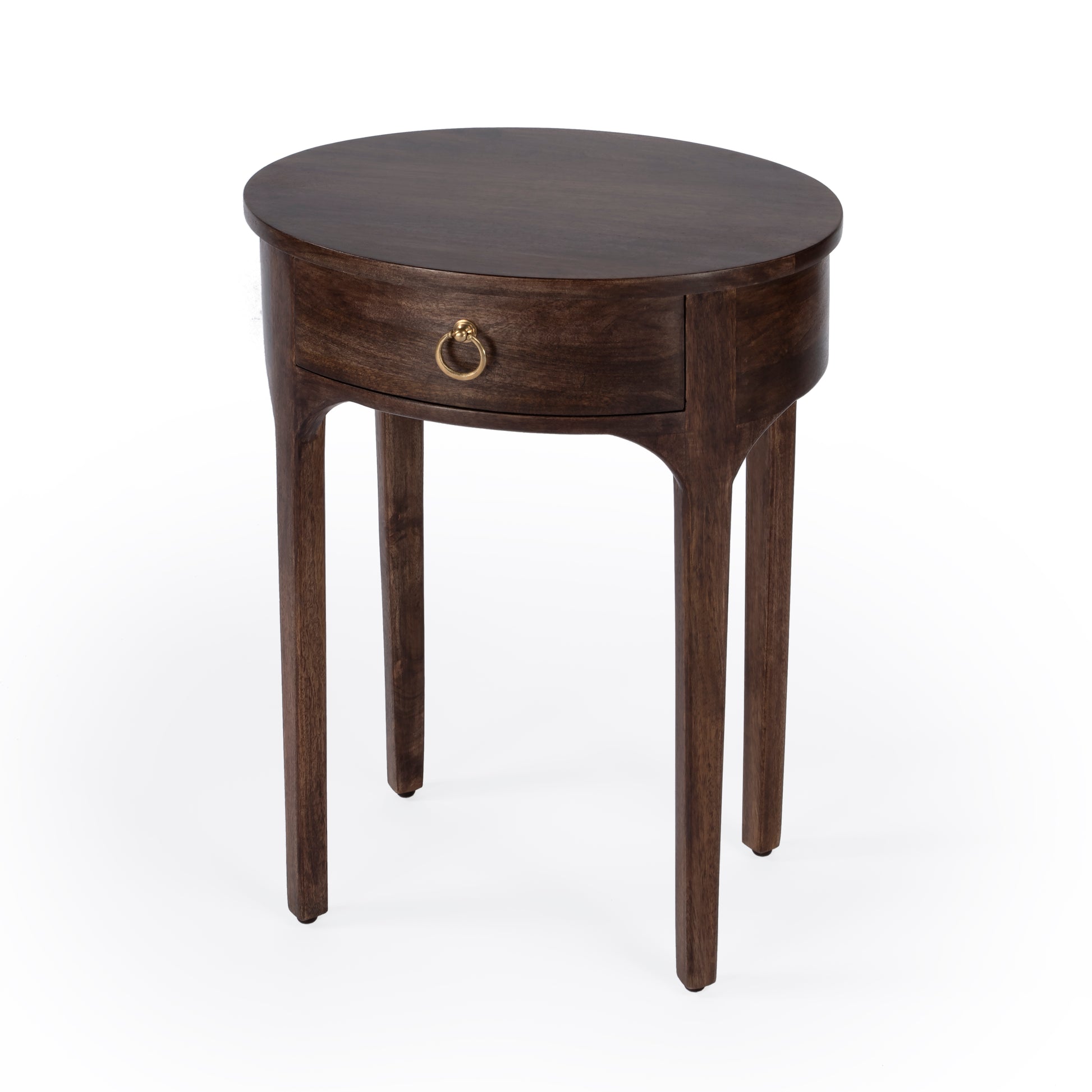 Butler Specialty Company Alinia 18.5 in. W Oval Wood 1 Drawer End Table, Dark Brown