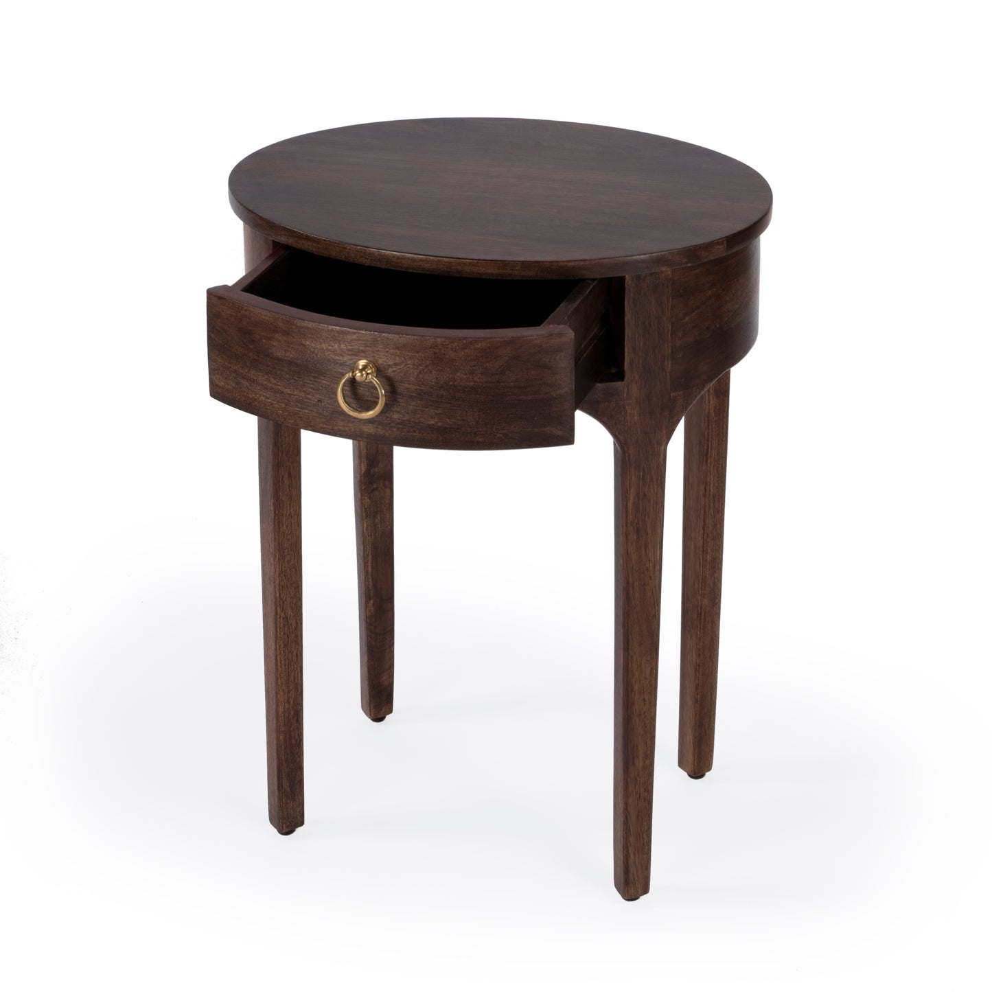 Butler Specialty Company Alinia 18.5 in. W Oval Wood 1 Drawer End Table, Dark Brown