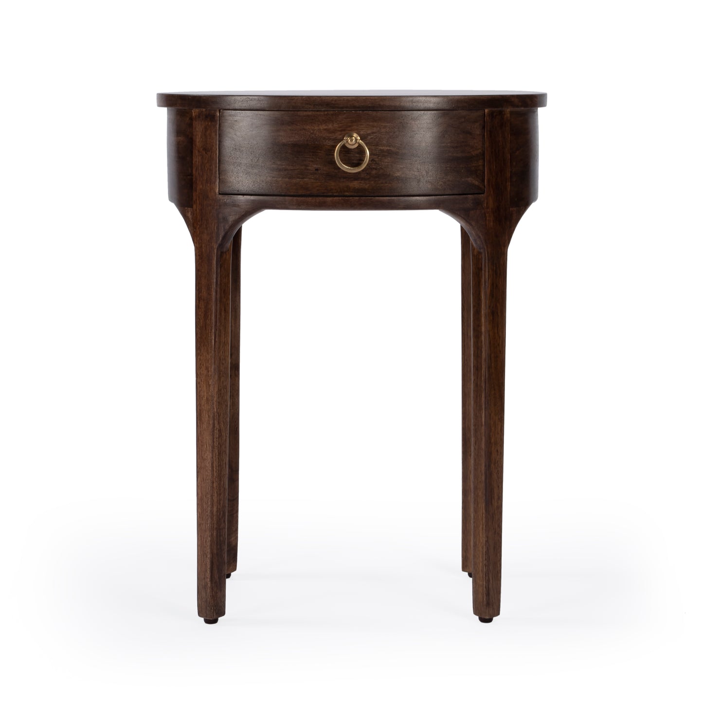 Butler Specialty Company Alinia 18.5 in. W Oval Wood 1 Drawer End Table, Dark Brown