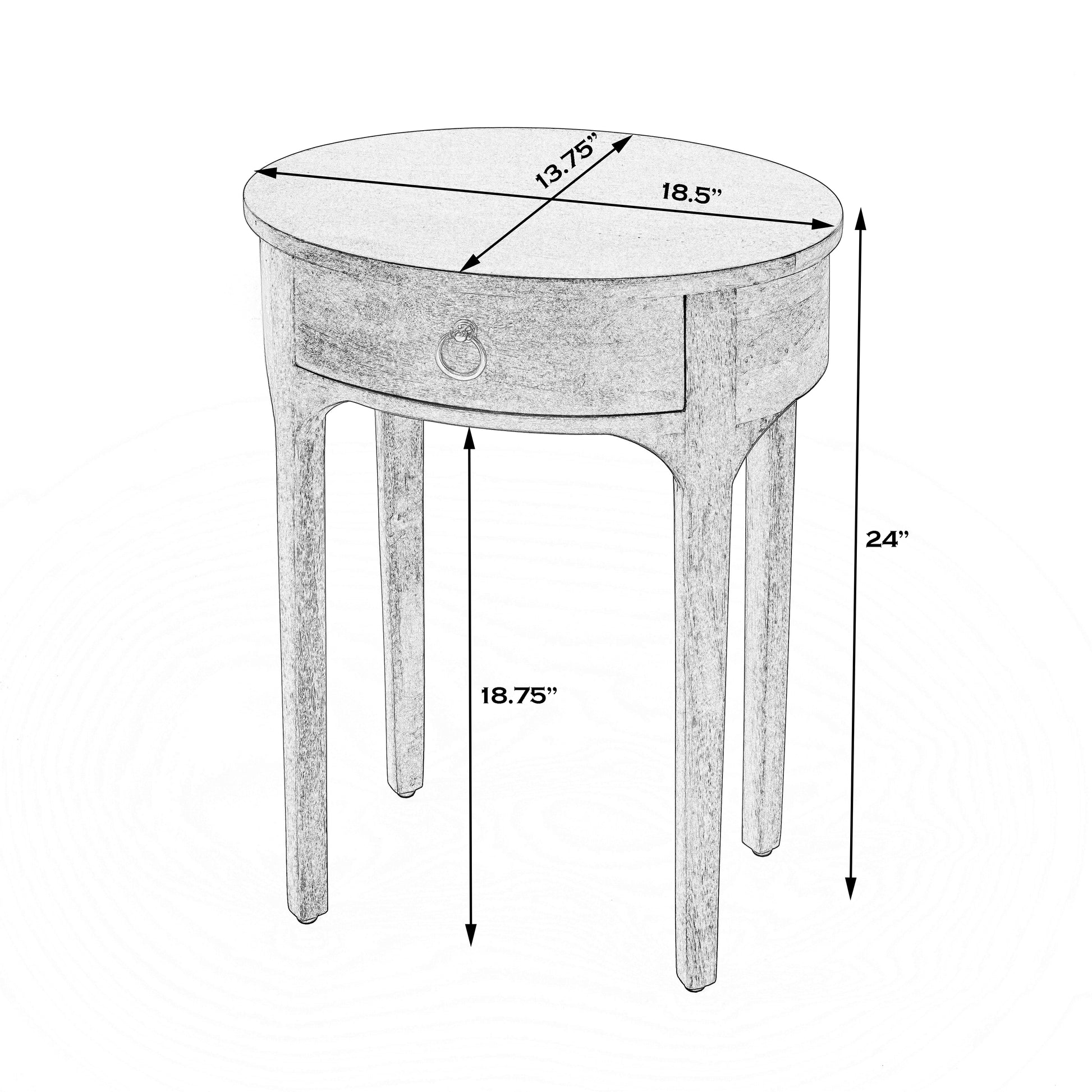 Butler Specialty Company Alinia 18.5 in. W Oval Wood 1 Drawer End Table, Dark Brown