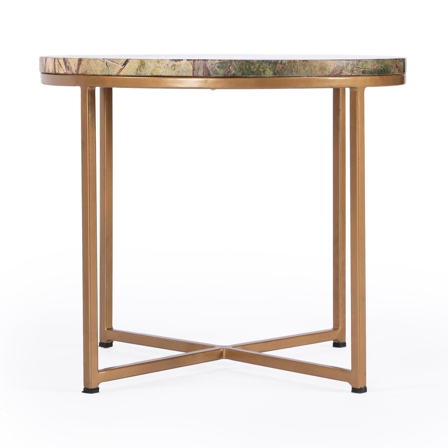 Butler Specialty Company Giovanniya 19.75 in. W Round Marble and Metal Modern Side Table, Gold