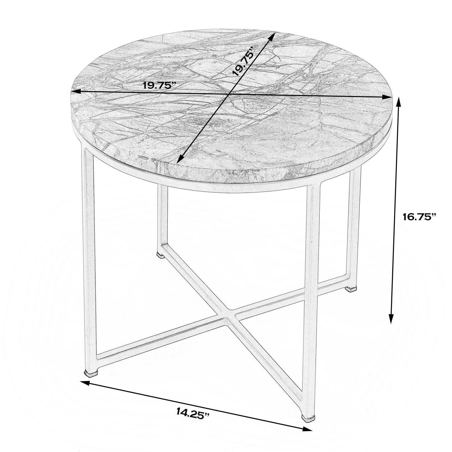 Butler Specialty Company Giovanniya 19.75 in. W Round Marble and Metal Modern Side Table, Gold