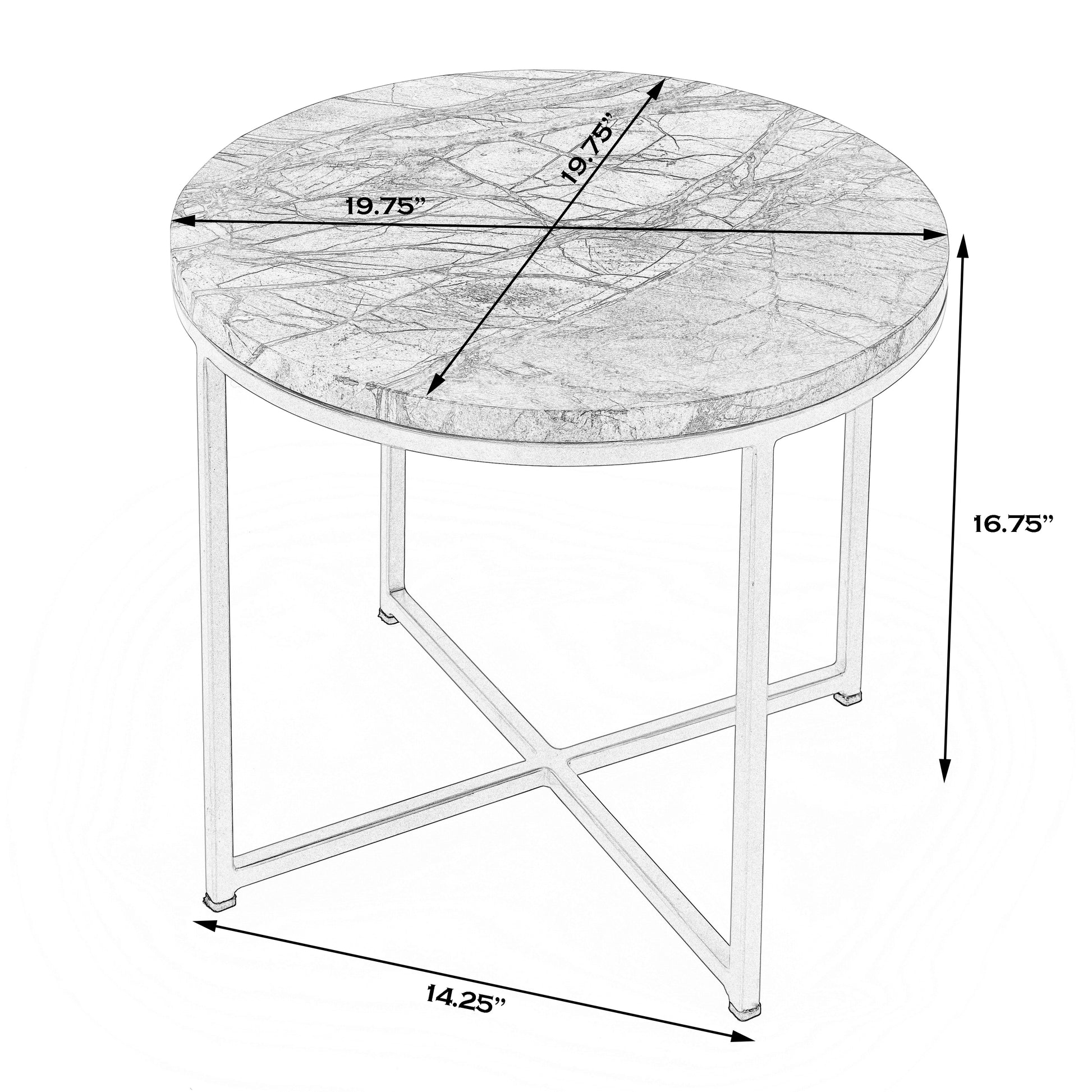 Butler Specialty Company Giovanniya 19.75 in. W Round Marble and Metal Modern Side Table, Gold