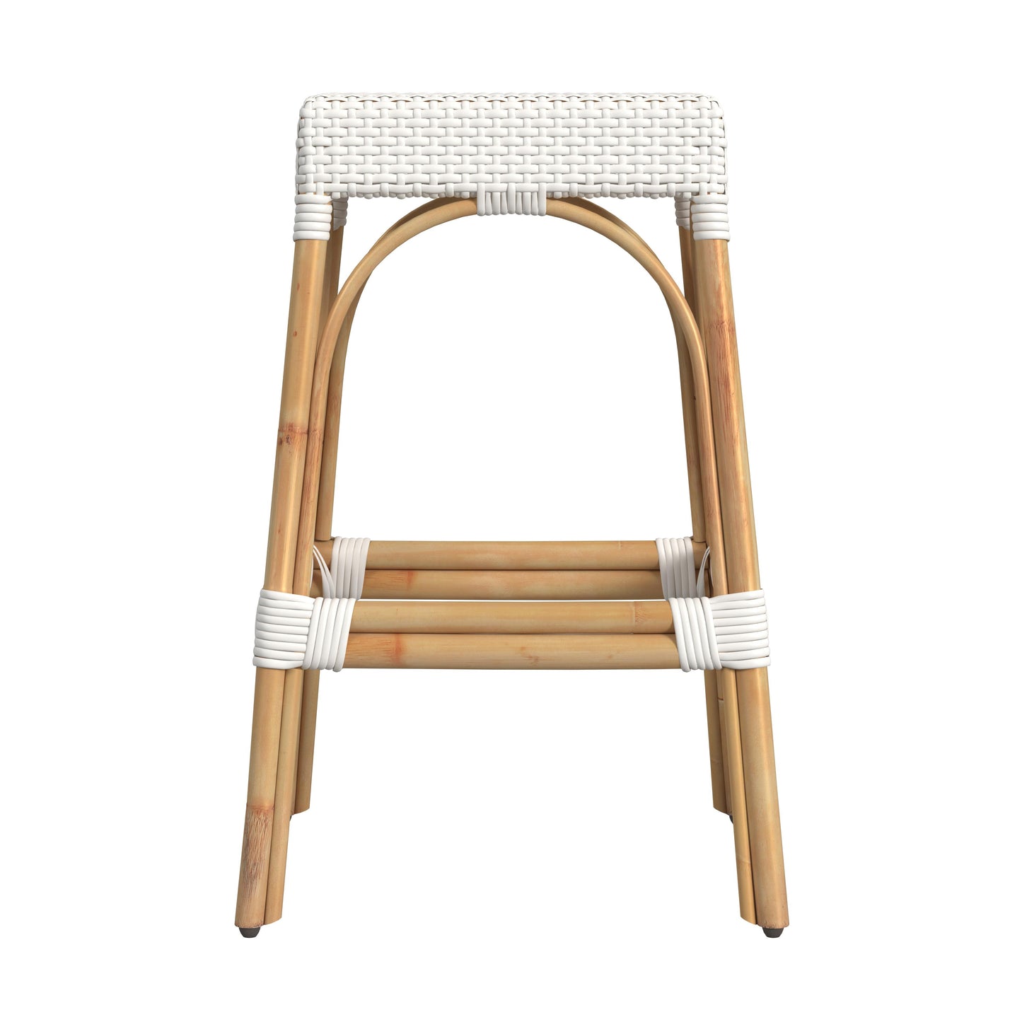 Butler Specialty Company Robias 30 in. Seat Height Rectangular Rattan Backless Bar Stool, Smooth White