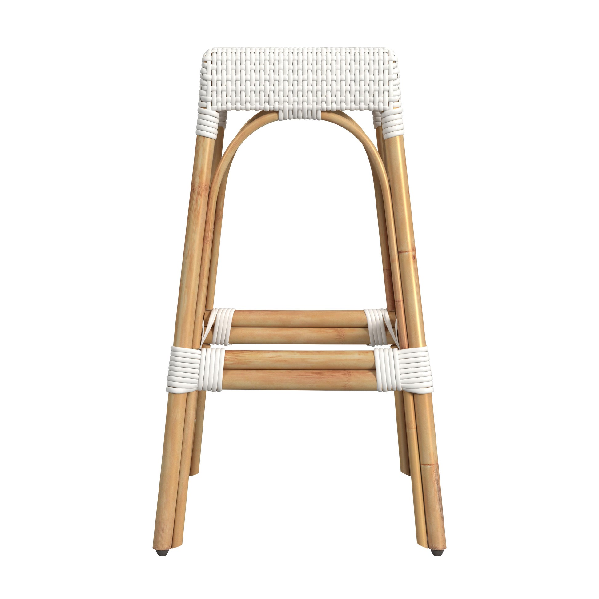 Butler Specialty Company Robias 30 in. Seat Height Rectangular Rattan Backless Bar Stool, Smooth White