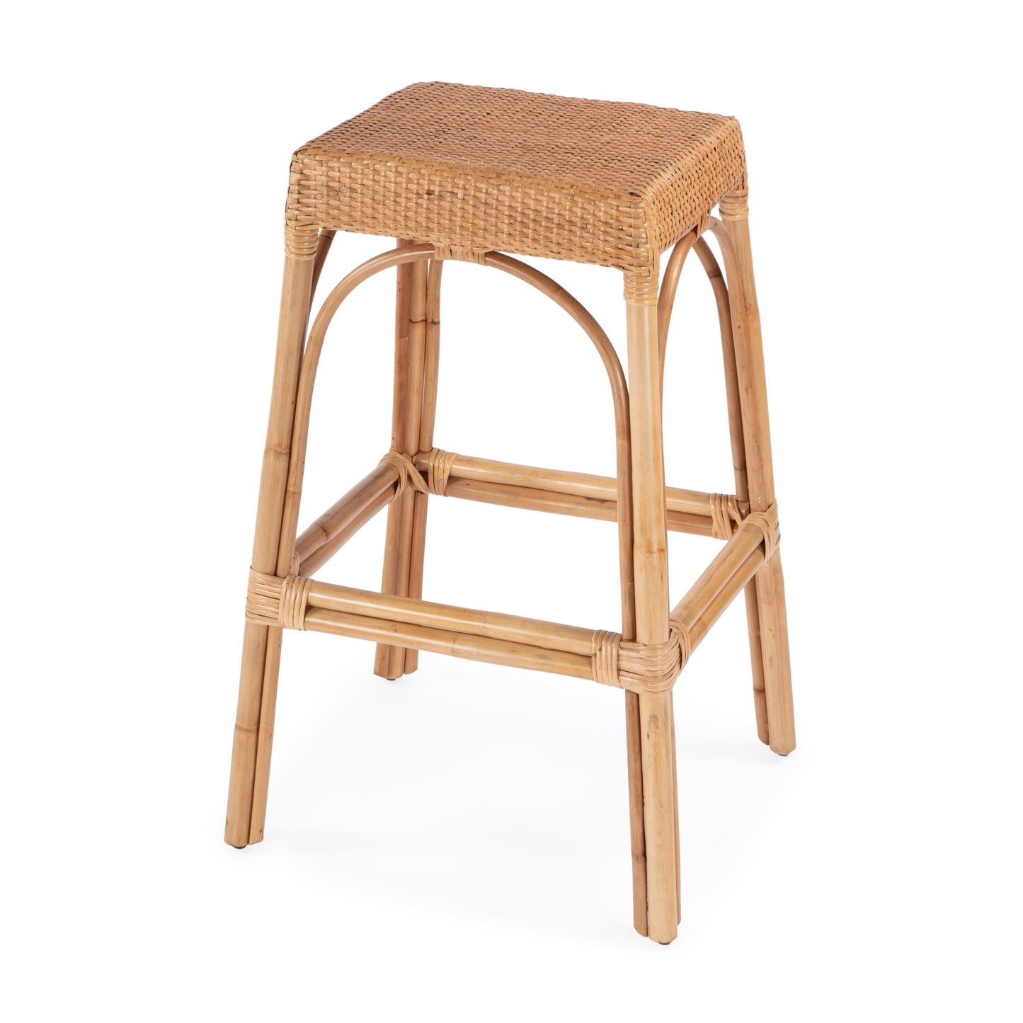 Butler Specialty Company Robias 30 in. Seat Height Rectangular Rattan Backless Bar Stool, Natural