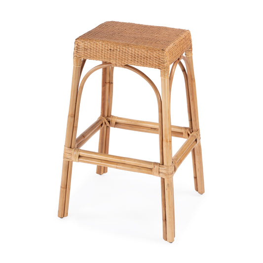 Butler Specialty Company Robias 30 in. Seat Height Rectangular Rattan Backless Bar Stool, Natural