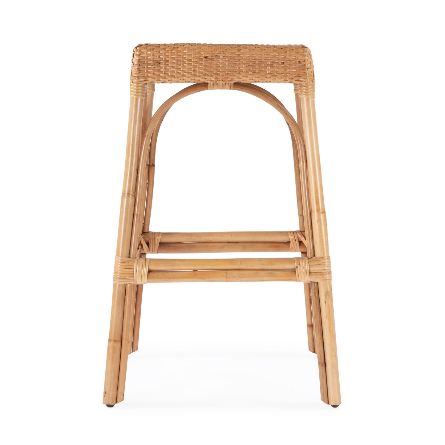 Butler Specialty Company Robias 30 in. Seat Height Rectangular Rattan Backless Bar Stool, Natural