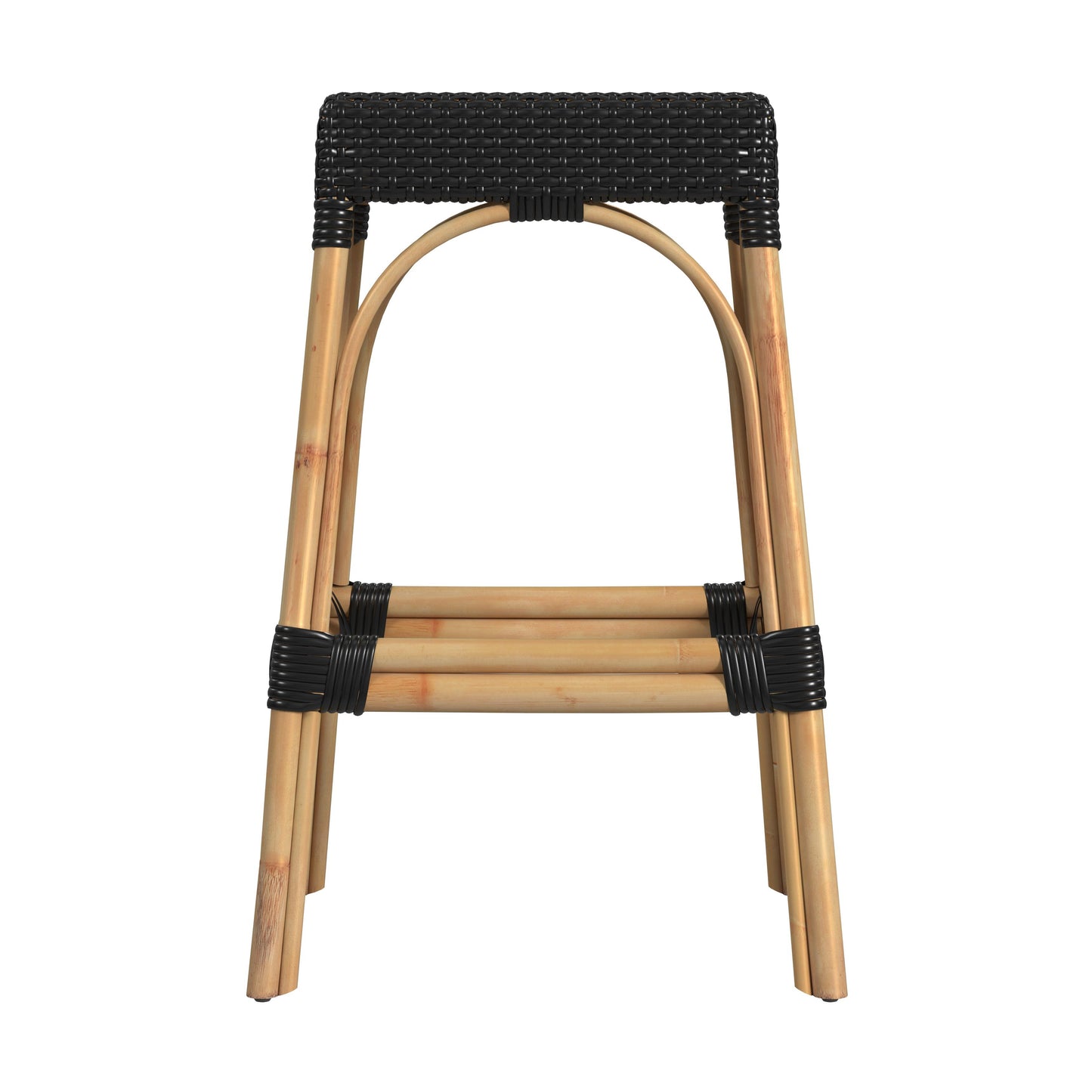 Butler Specialty Company Robias 30 in. Seat Height Rectangular Rattan Backless Bar Stool, Black