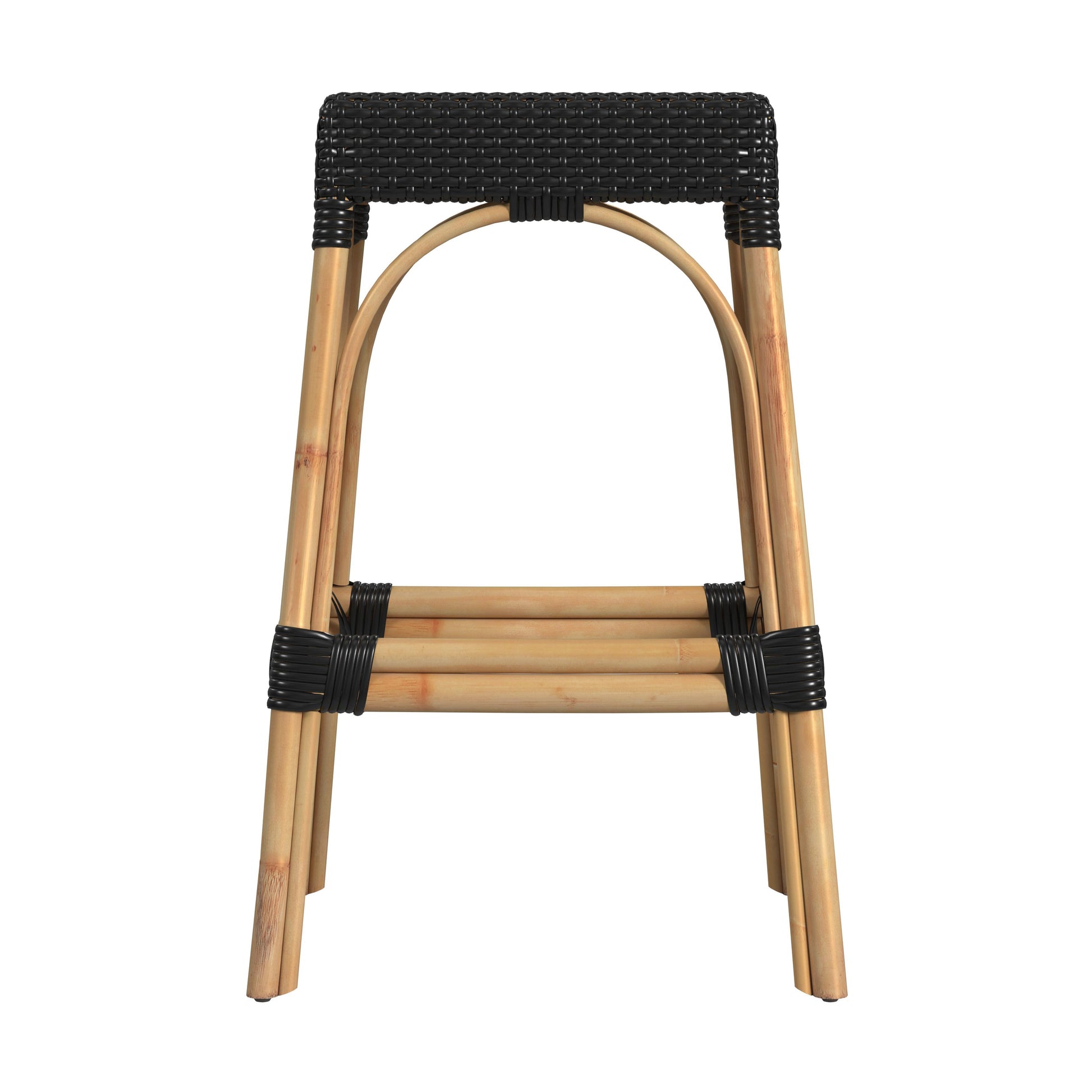 Butler Specialty Company Robias 30 in. Seat Height Rectangular Rattan Backless Bar Stool, Black