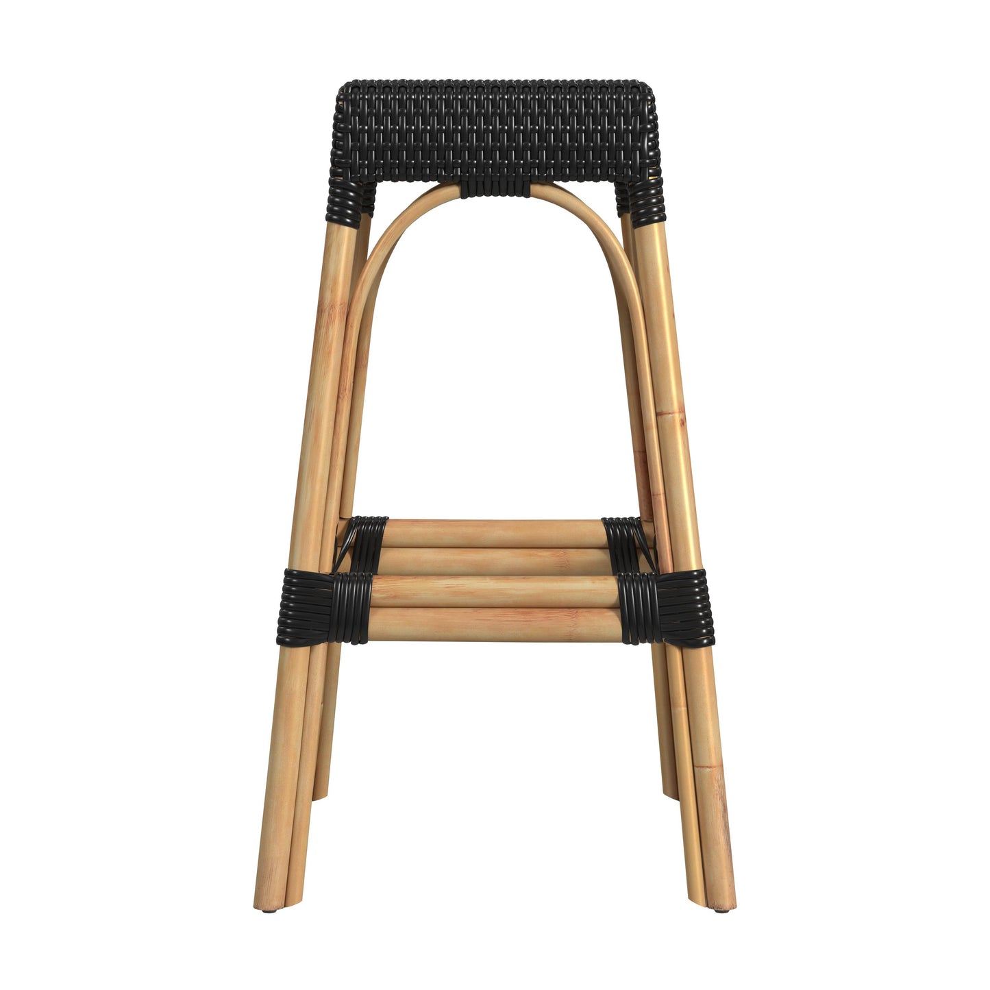 Butler Specialty Company Robias 30 in. Seat Height Rectangular Rattan Backless Bar Stool, Black