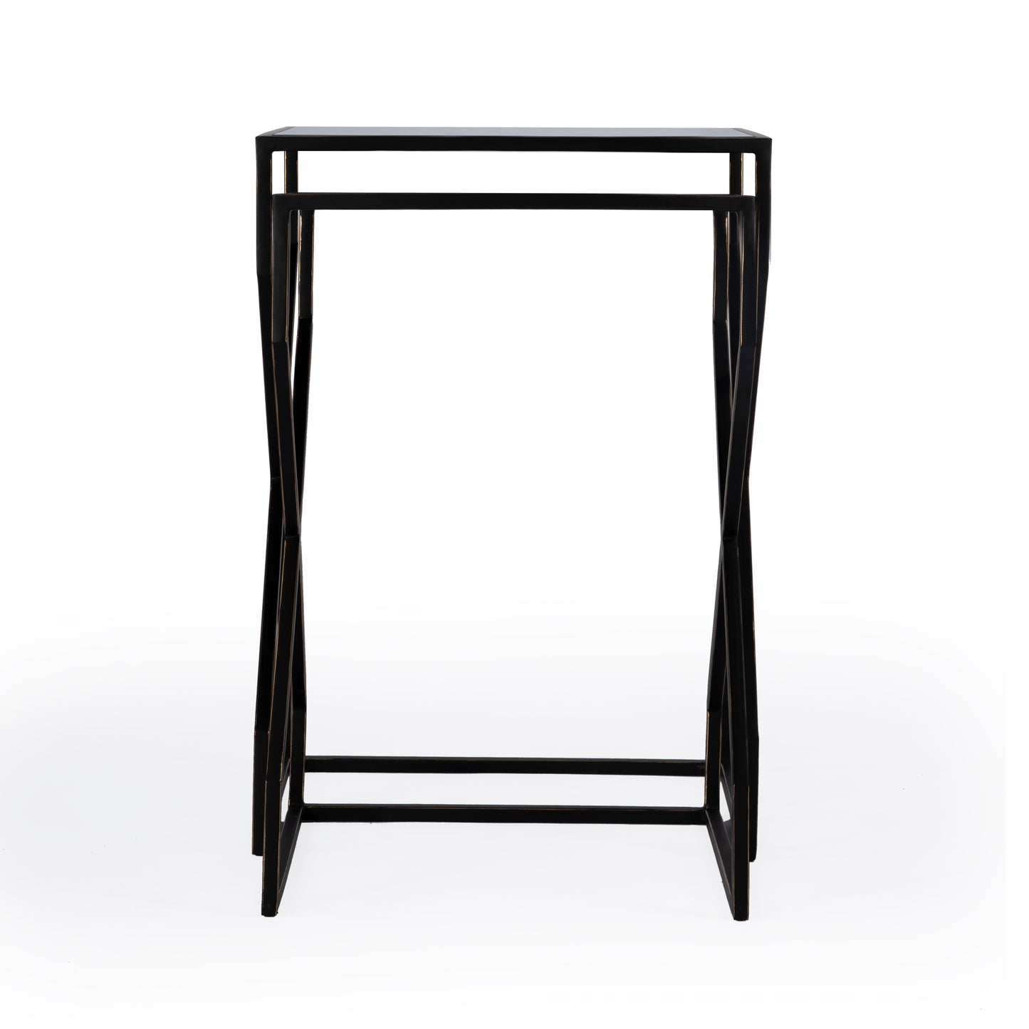 Butler Specialty Company Demi Rectangular Mirror and Metal Modern Set of 2 Nesting Tables, Black