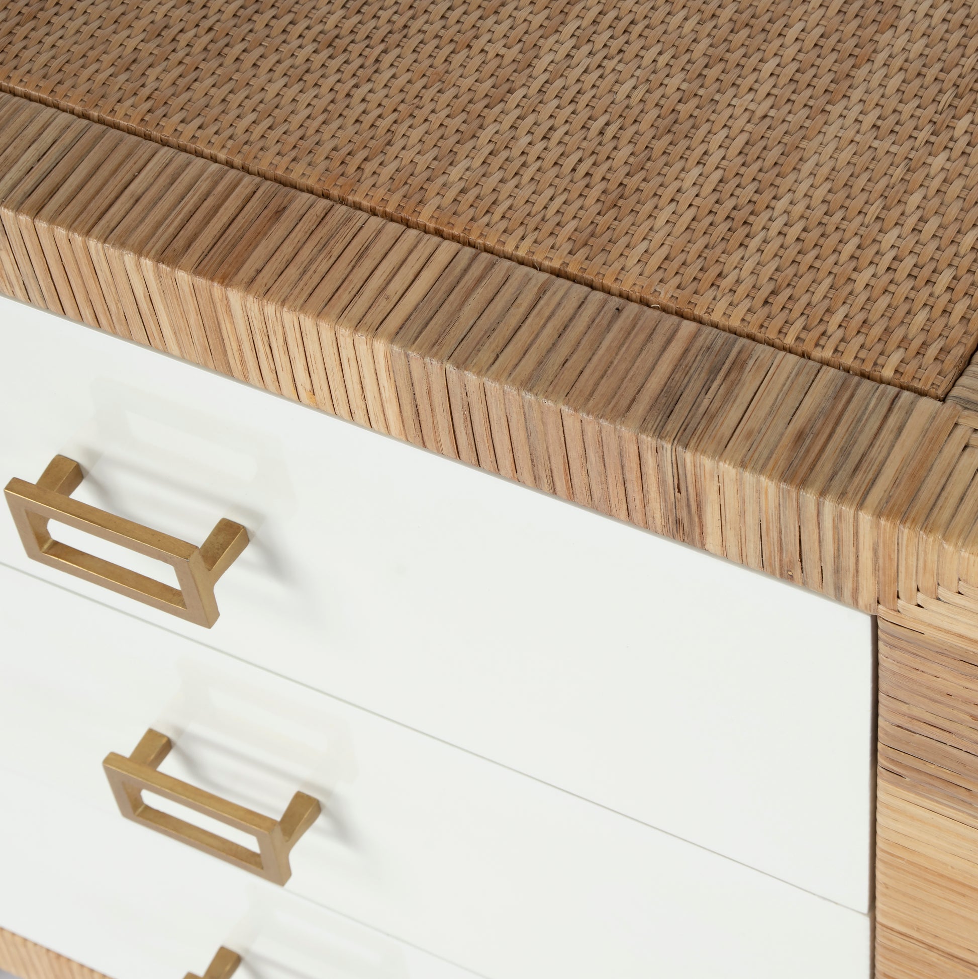 Butler Specialty Company Corfu 25 in. W Rectangular Rattan 3 Drawer Nightstand, Natural and White
