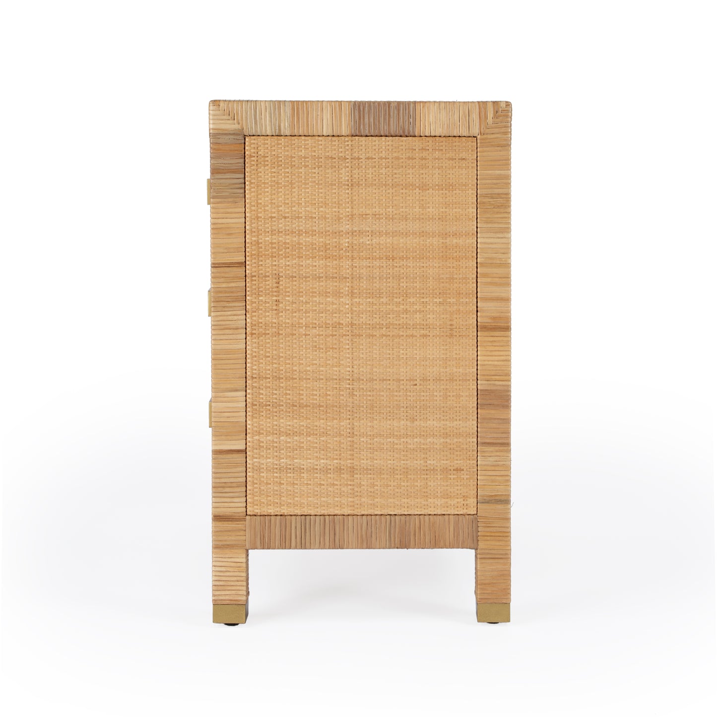 Butler Specialty Company Corfu 25 in. W Rectangular Rattan 3 Drawer Nightstand, Natural and White
