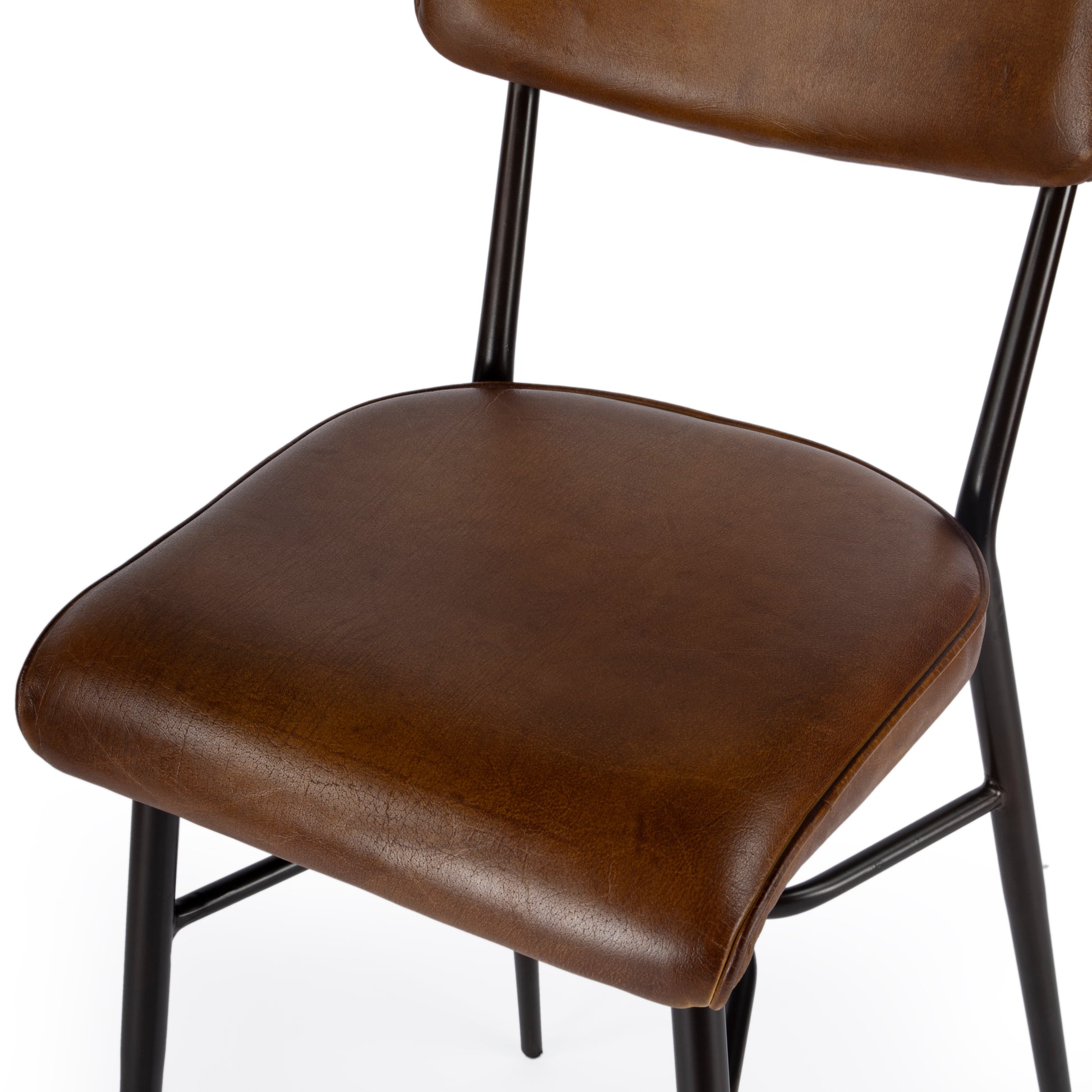Butler Specialty Company Odessa 26.5 in. Seat Height Square Leather Counter Stool with Back and Footrest, Medium Brown