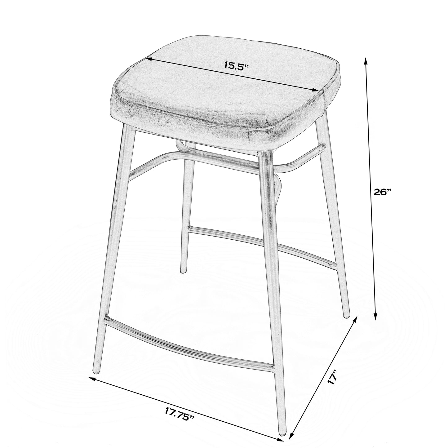 Arlington 26" Square Leather 26" Counter Stool in Medium Brown 5614344