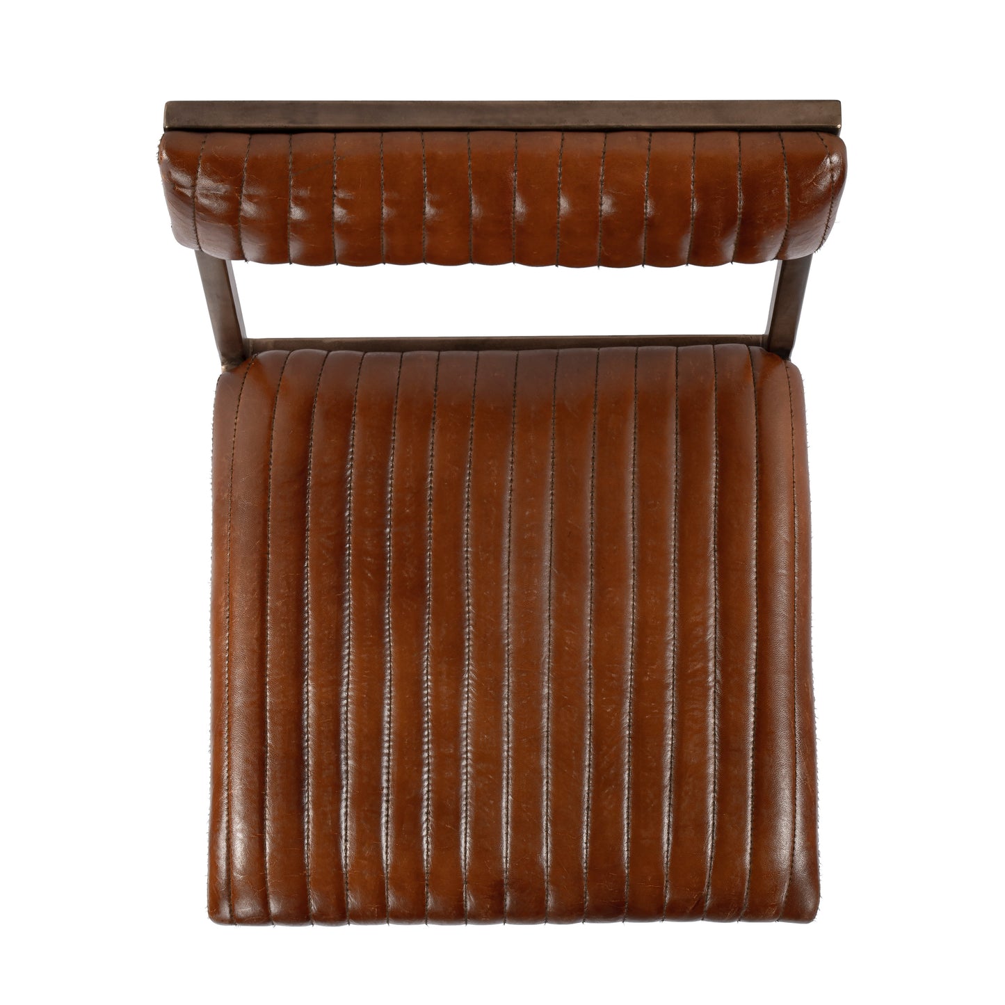 Waco Iron and Leather Cushioned 31.5" Bar Stool in Medium Brown 5616344