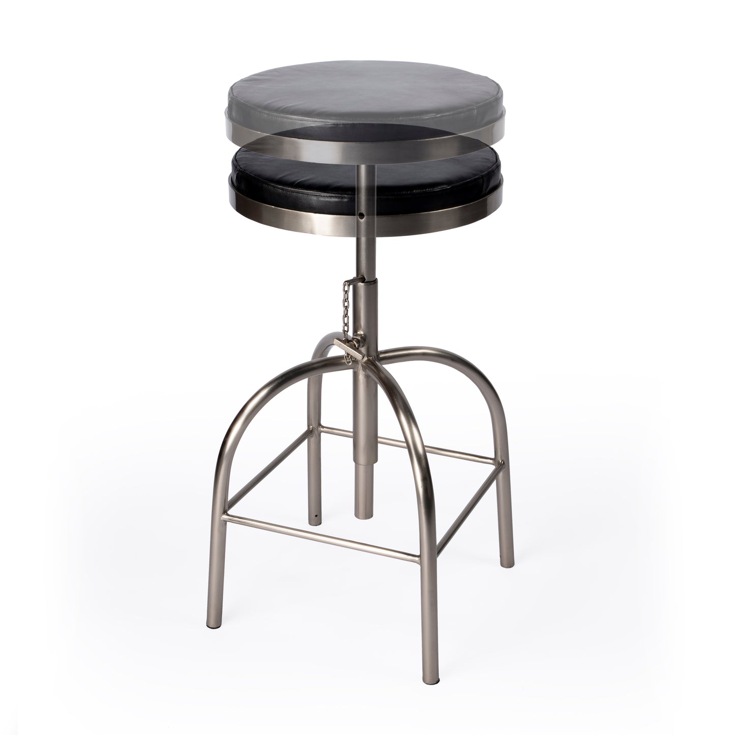 Clyde Leather 25" Adjustable Bar Stool in Black 5617034