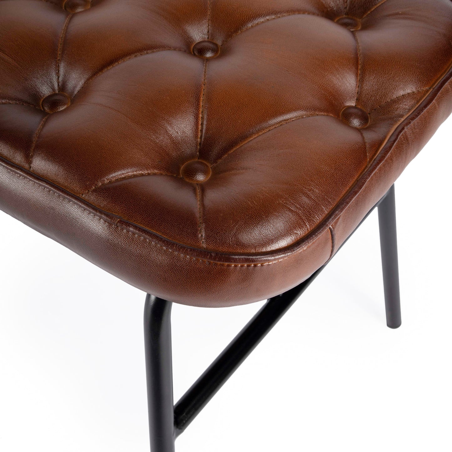 Austin Leather Button Tufted 47.25"W Bench in Medium Brown 5621344