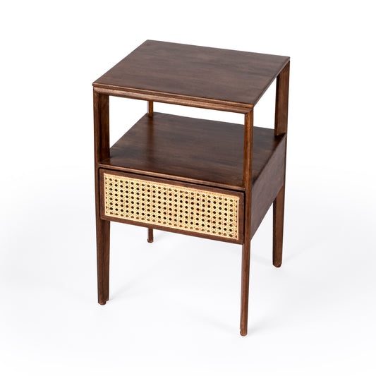 Butler Specialty Company Vardo 16 in. W Rectangular Cane 1 Drawer Nightstand with Top Open Shelf, Multi