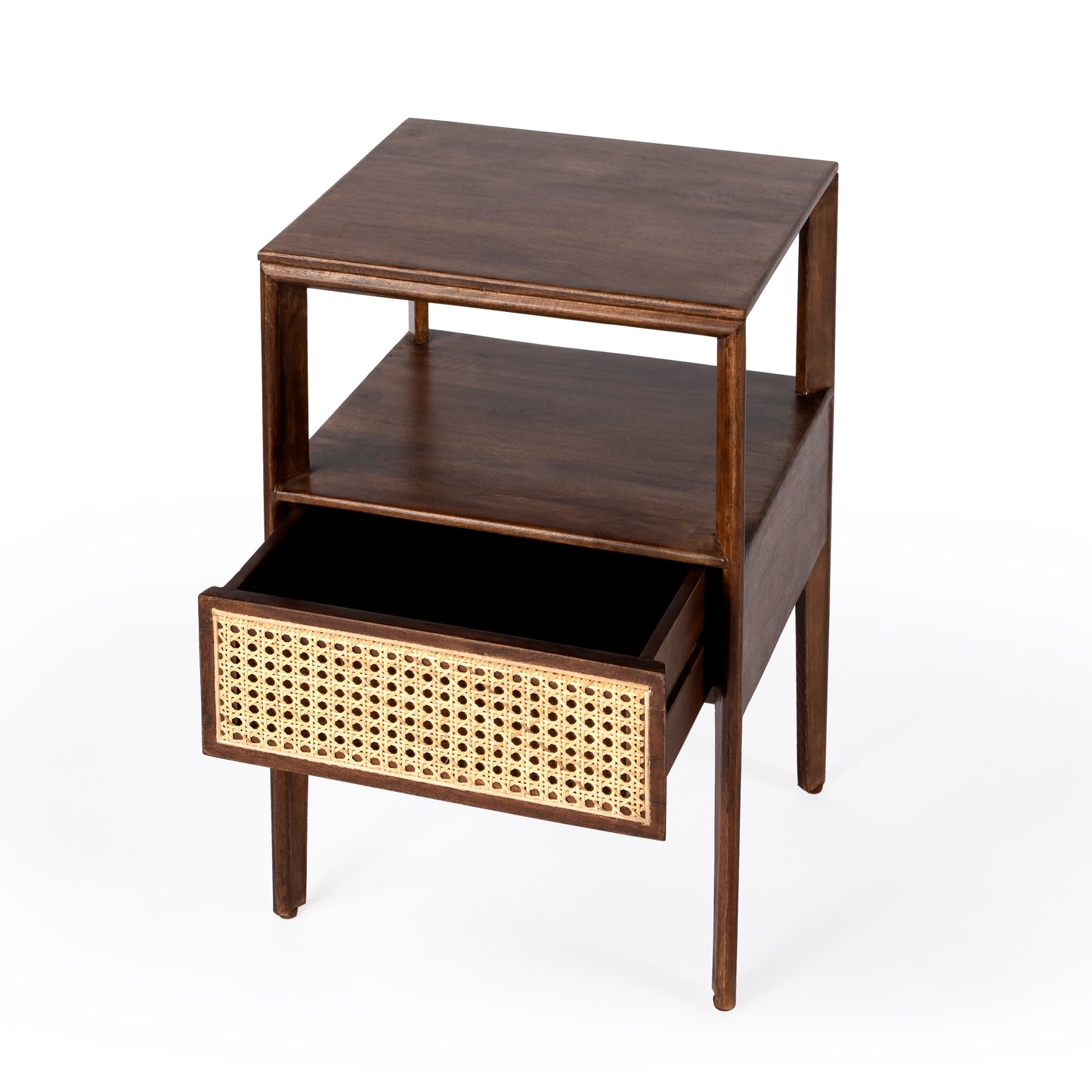 Butler Specialty Company Vardo 16 in. W Rectangular Cane 1 Drawer Nightstand with Top Open Shelf, Multi
