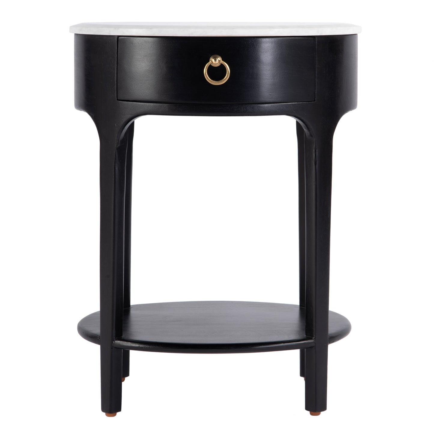 Butler Specialty Company Ellen 18.25 in. W Oval Marble and Wood 1 Drawer Nightstand, Black
