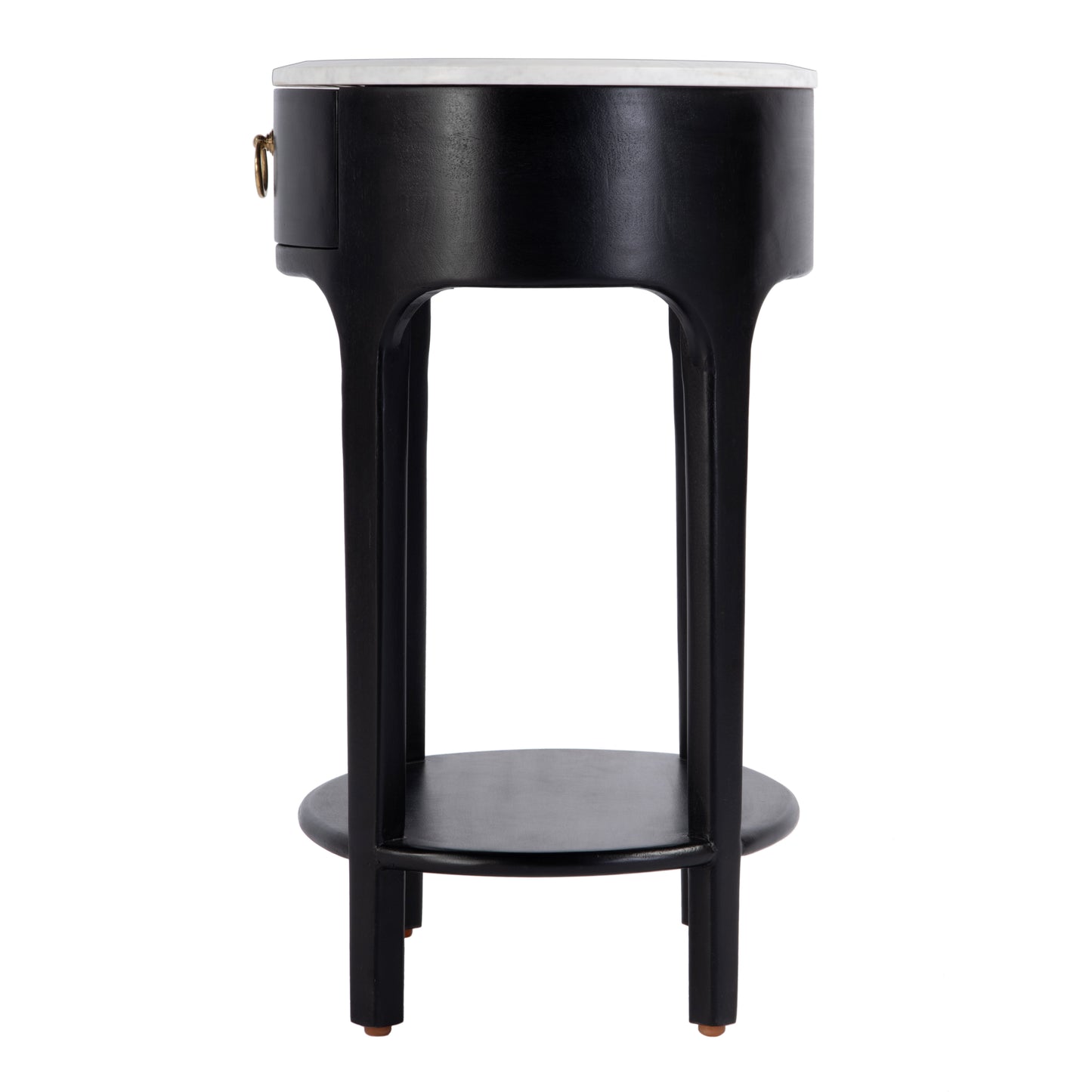Butler Specialty Company Ellen 18.25 in. W Oval Marble and Wood 1 Drawer Nightstand, Black