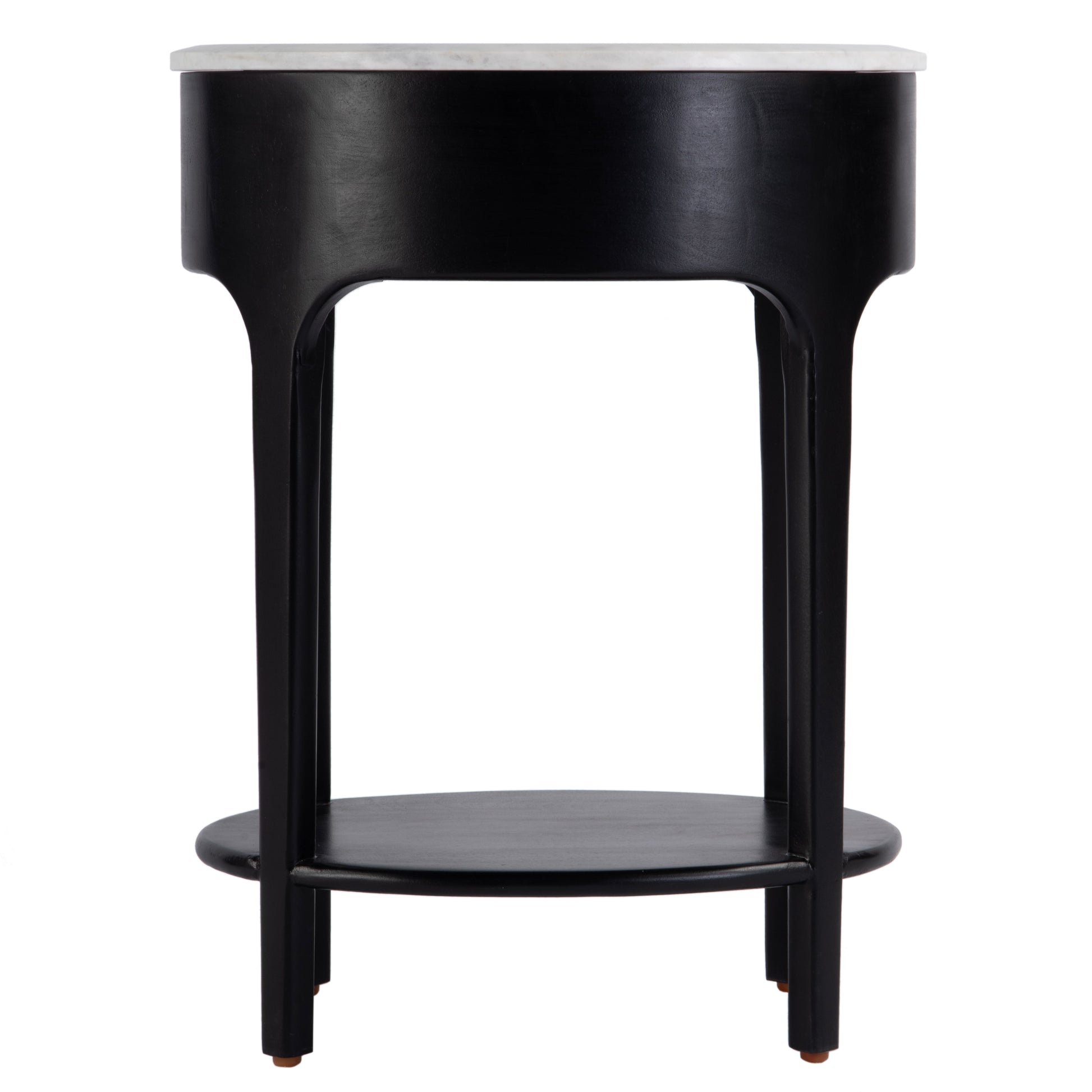 Butler Specialty Company Ellen 18.25 in. W Oval Marble and Wood 1 Drawer Nightstand, Black