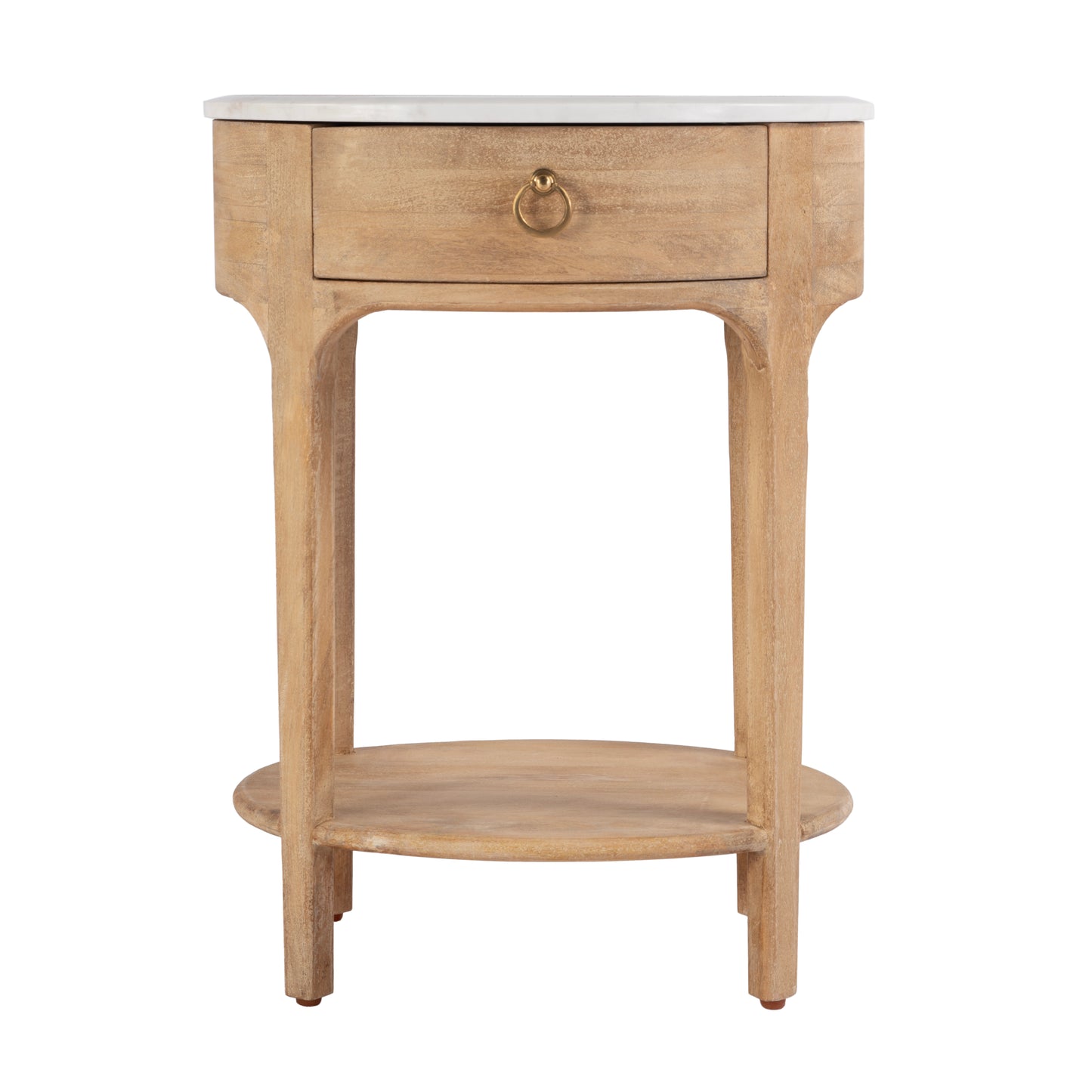 Butler Specialty Company Ellen 18.25 in. W Oval Marble and Wood 1 Drawer Nightstand, Natural