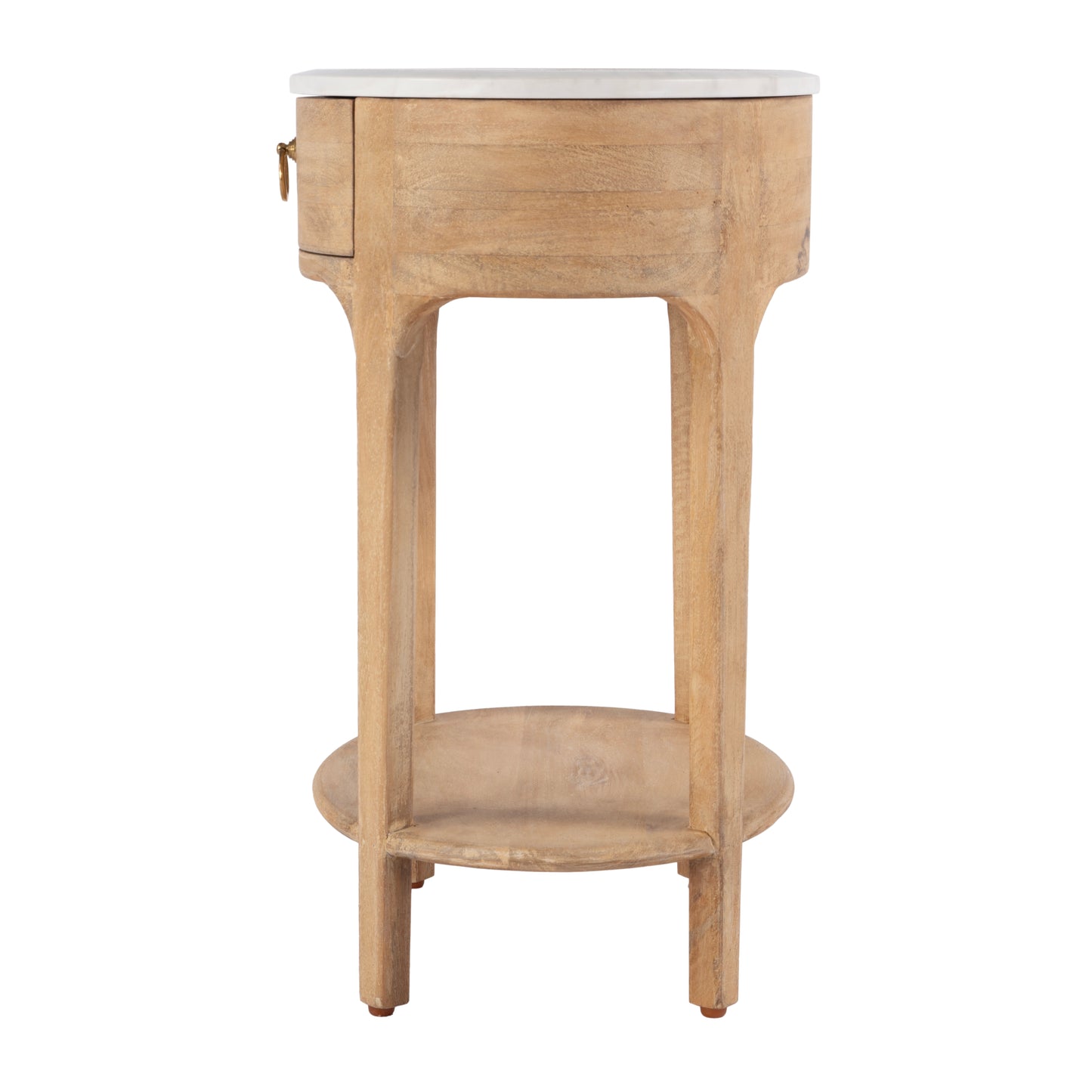 Butler Specialty Company Ellen 18.25 in. W Oval Marble and Wood 1 Drawer Nightstand, Natural