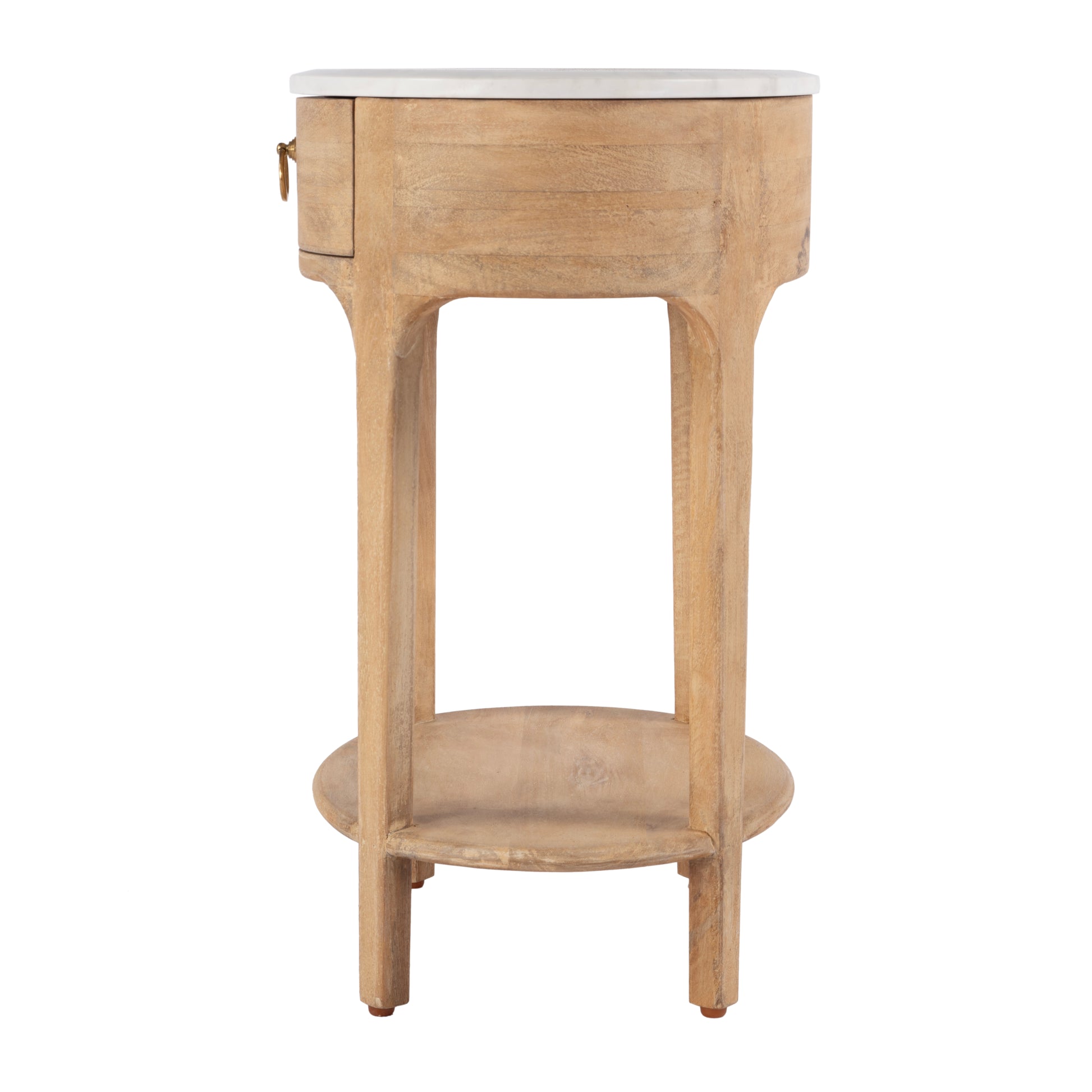 Butler Specialty Company Ellen 18.25 in. W Oval Marble and Wood 1 Drawer Nightstand, Natural
