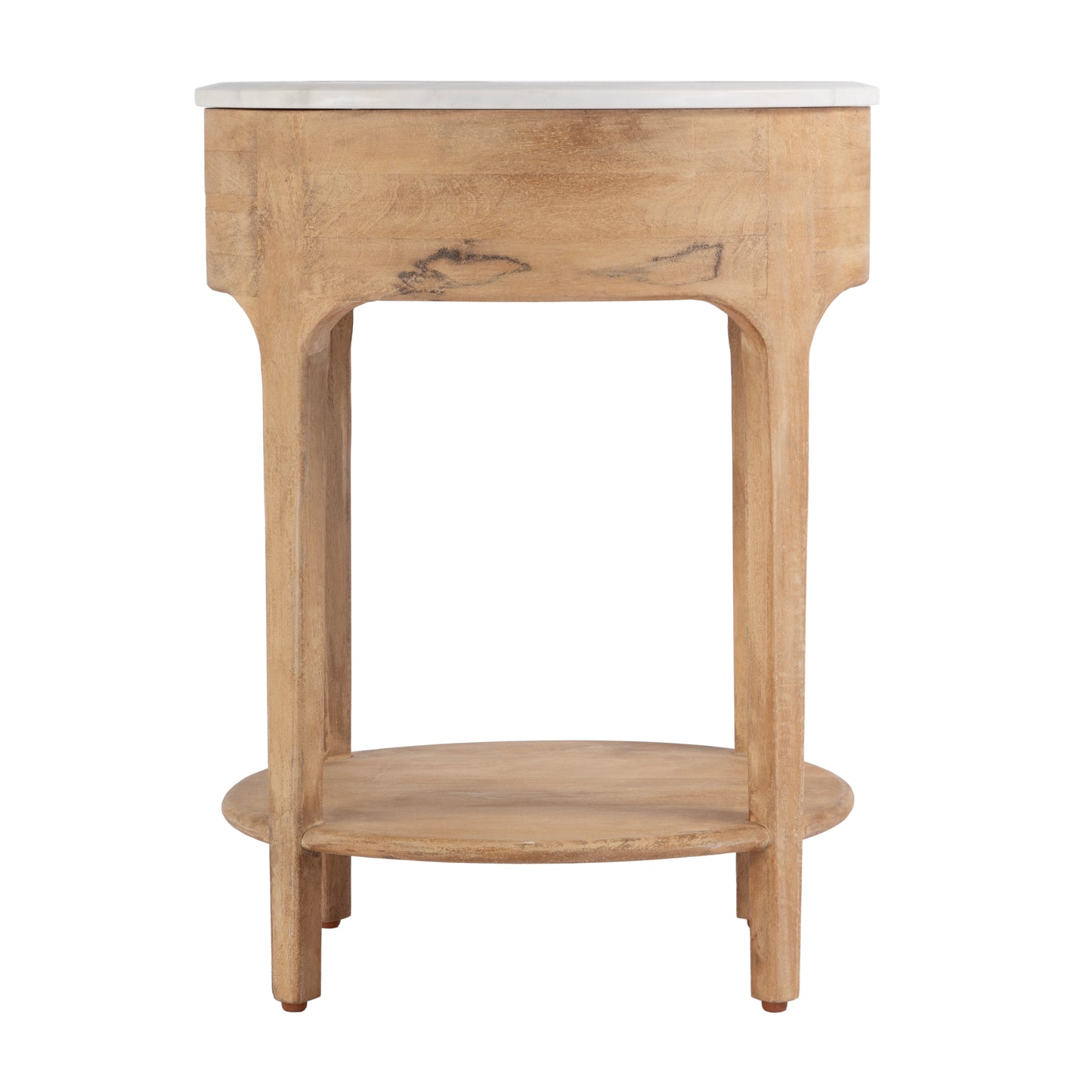Butler Specialty Company Ellen 18.25 in. W Oval Marble and Wood 1 Drawer Nightstand, Natural