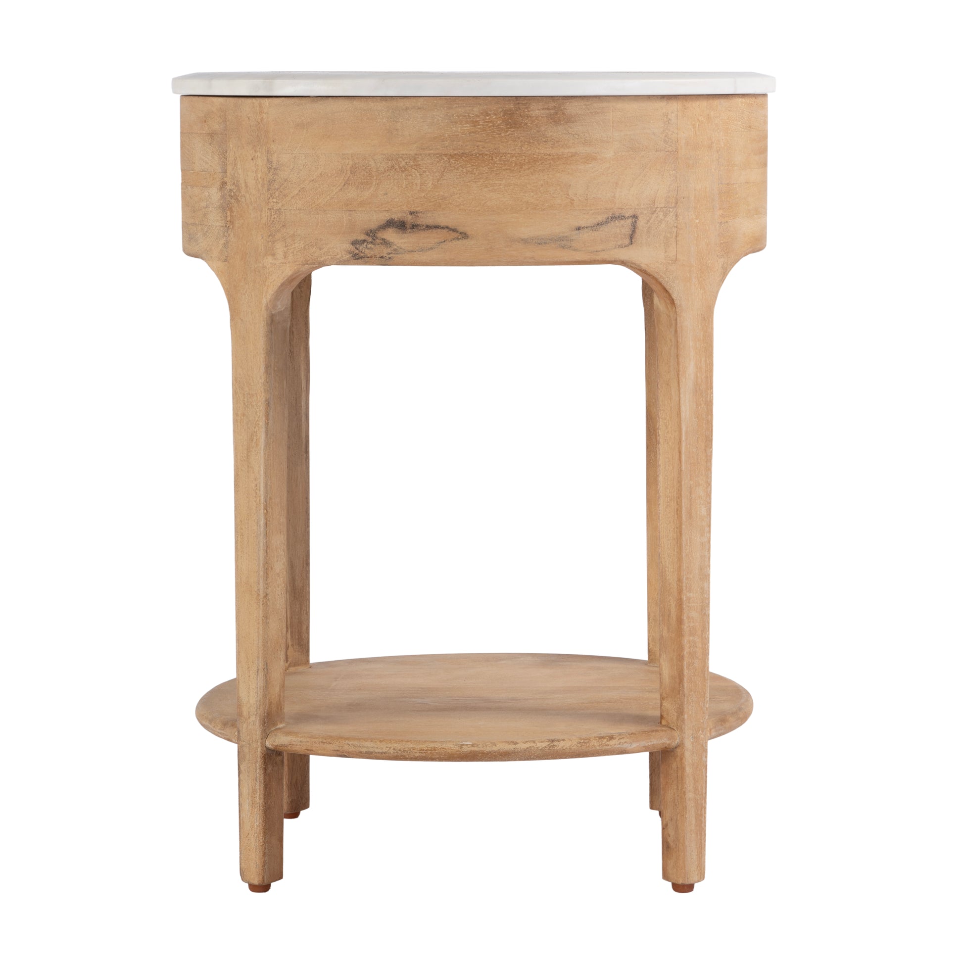 Butler Specialty Company Ellen 18.25 in. W Oval Marble and Wood 1 Drawer Nightstand, Natural