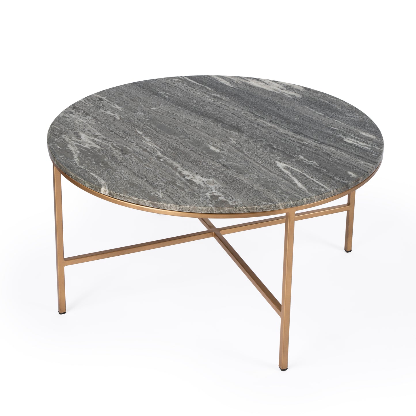 Grafton Marble Round Coffee Table in Gold,Gray 5628025