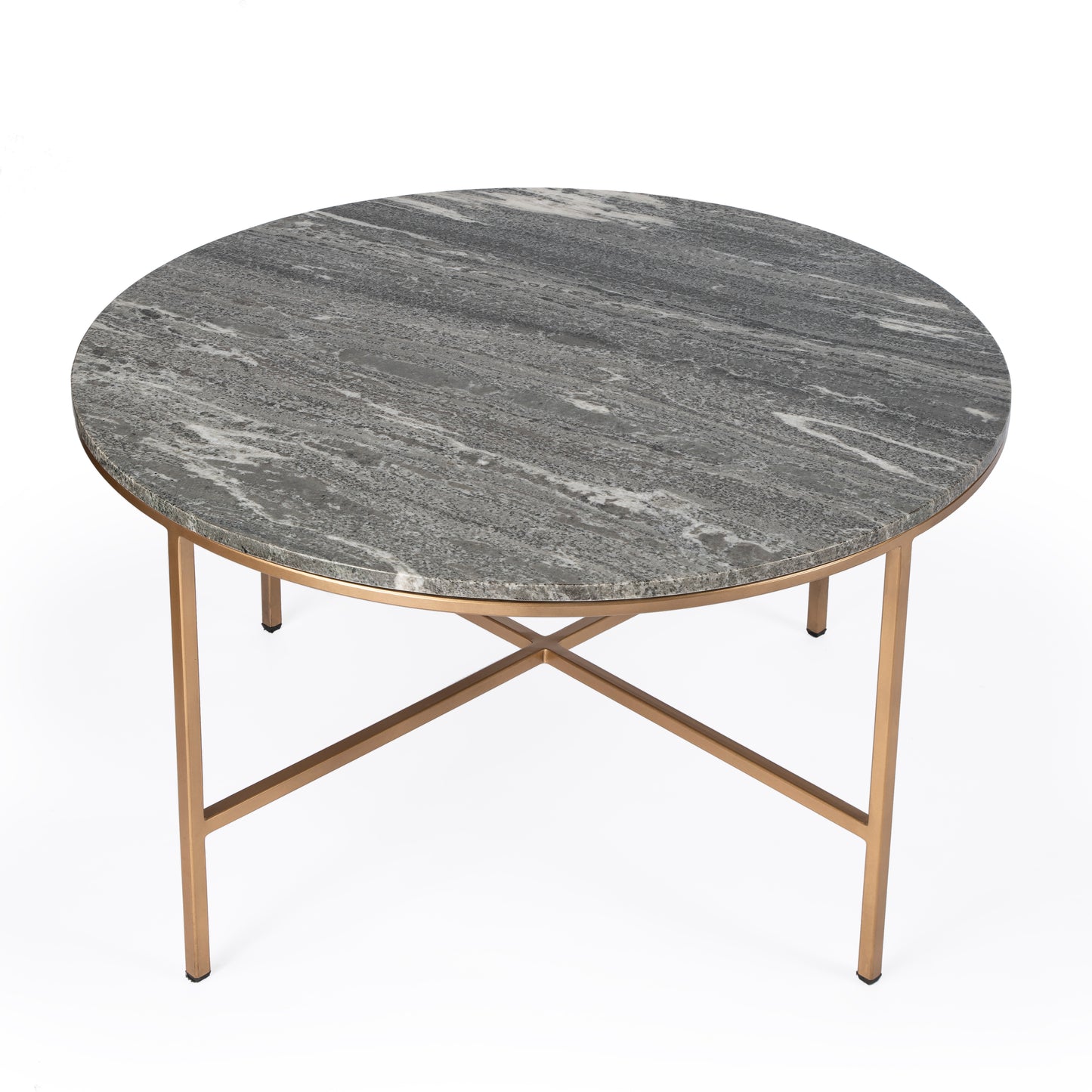 Grafton Marble Round Coffee Table in Gold,Gray 5628025