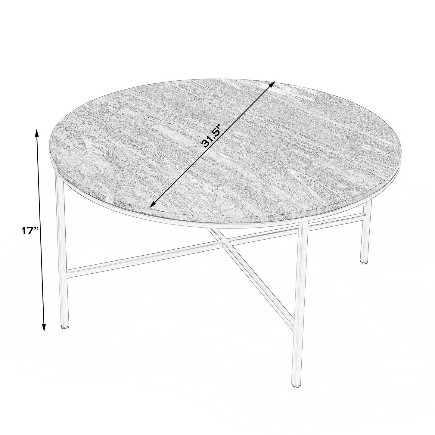 Grafton Marble Round Coffee Table in Gold,Gray 5628025