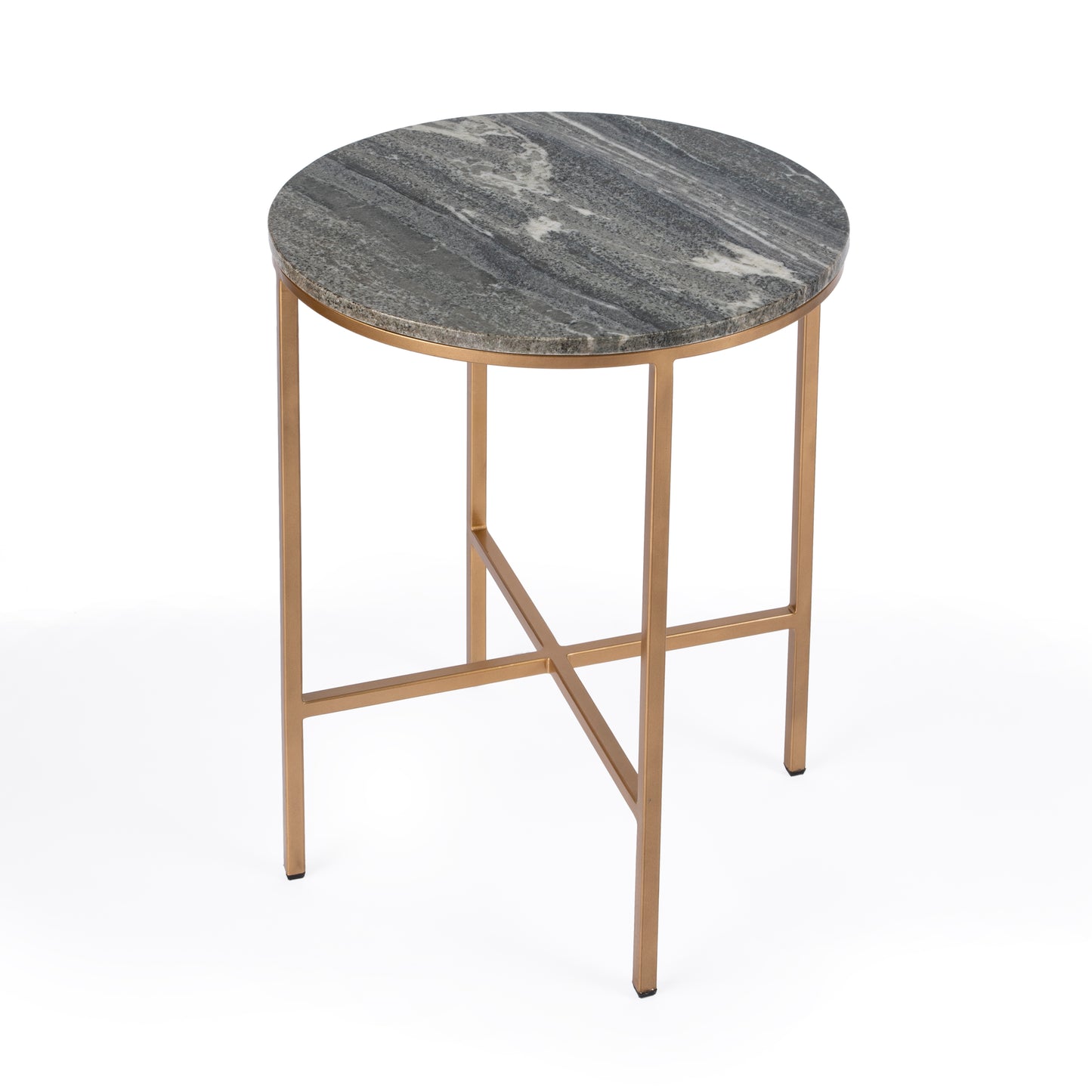 Butler Specialty Company Caty 18.25 in. W Round Marble and Metal End Table, Multi