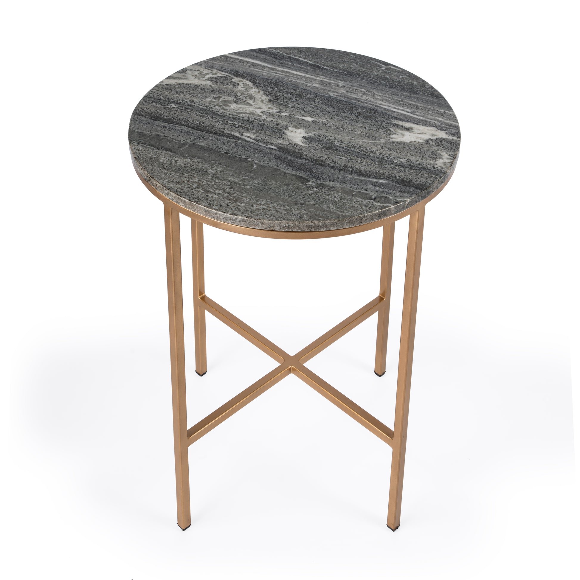 Butler Specialty Company Caty 18.25 in. W Round Marble and Metal End Table, Multi